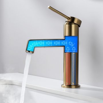 Lonheo Waschtischarmatur 360° Drehbar Badarmatur Wasserhahn Waschbecken Mischbatterie (Set, mit Pop Up Ablaufgarnitur)