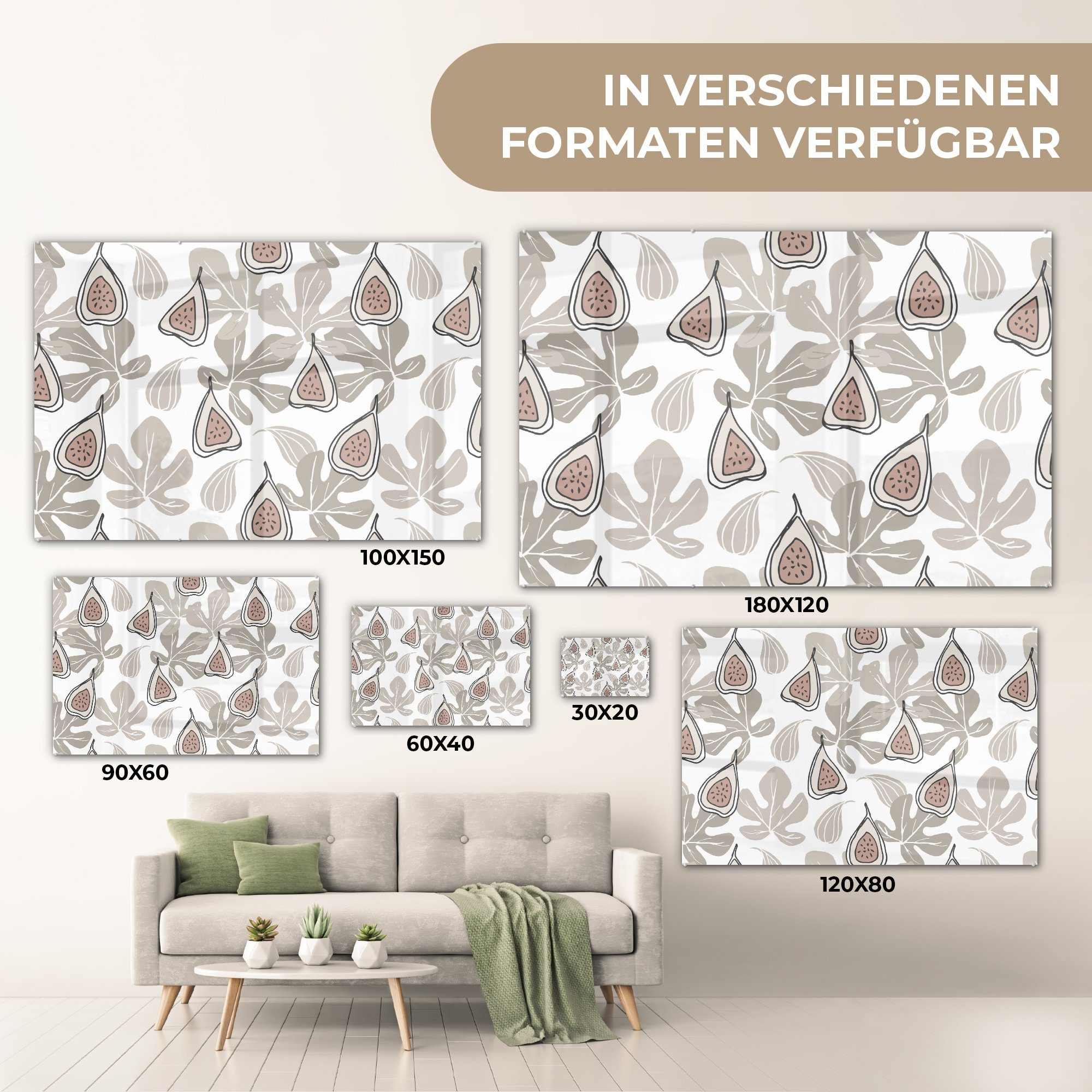 & Sommer Acrylglasbild (1 Schlafzimmer - Wohnzimmer - Blätter, Feigen Acrylglasbilder MuchoWow St),