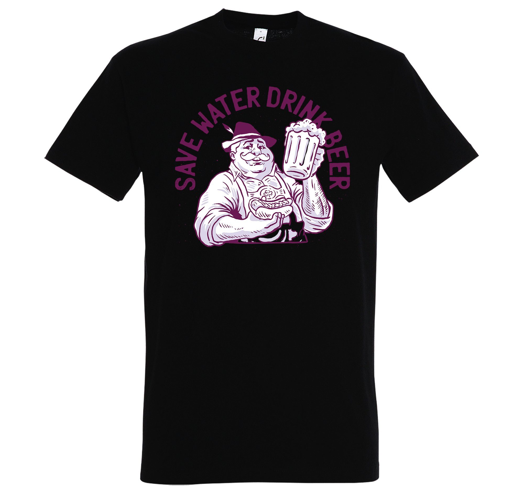 Youth Designz T-Shirt Save Water, Drink Beer Herren Shirt mit trendigem Frontprint Schwarz