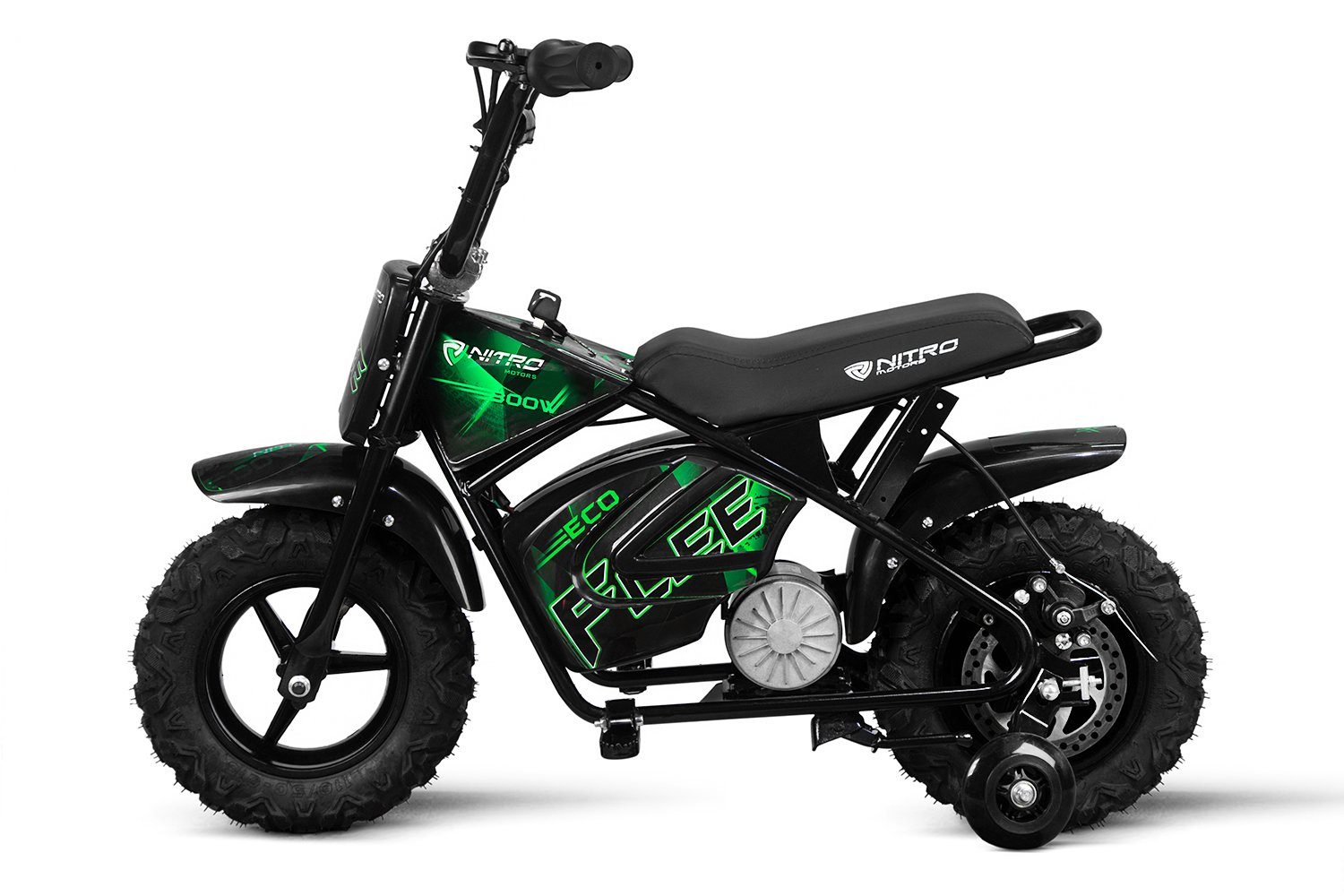 300W Elektro-Kindermotorrad Smarty Flee Grün 24V Zoll Eco 6,5 2-Stufen