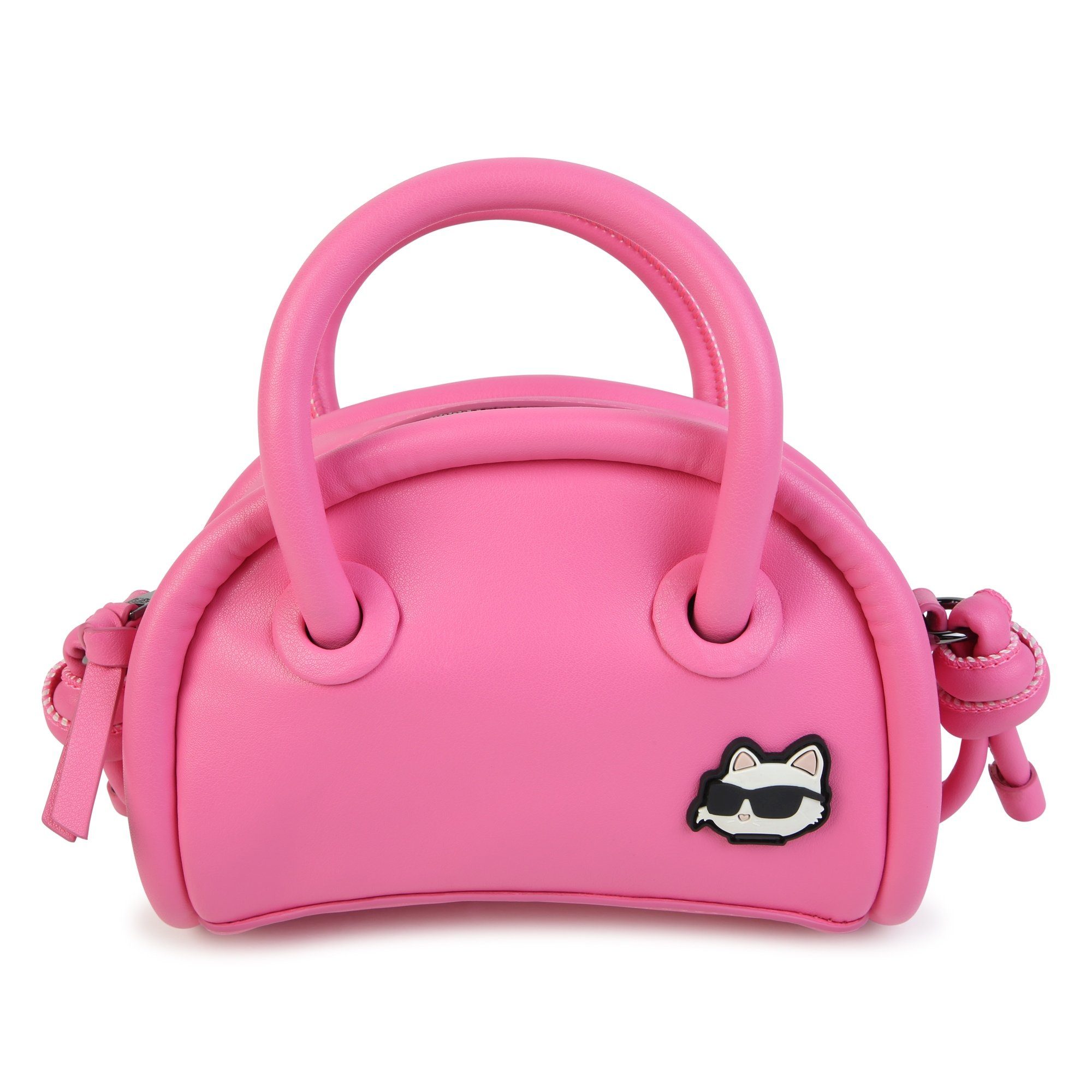 KARL LAGERFELD Umhängetasche KARL LAGERFELD KIDS Canvas-Handtasche rosa mit Choupette-Patch