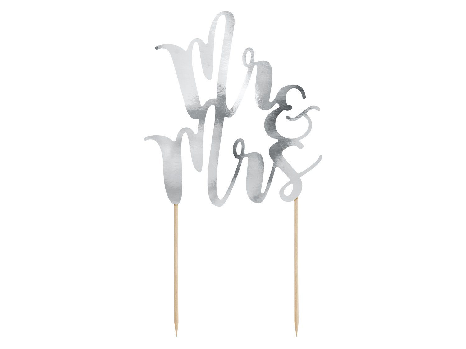 partydeco Tortenstecker, Cake Topper Mr & Mrs / Hochzeit 25.5cm, silber