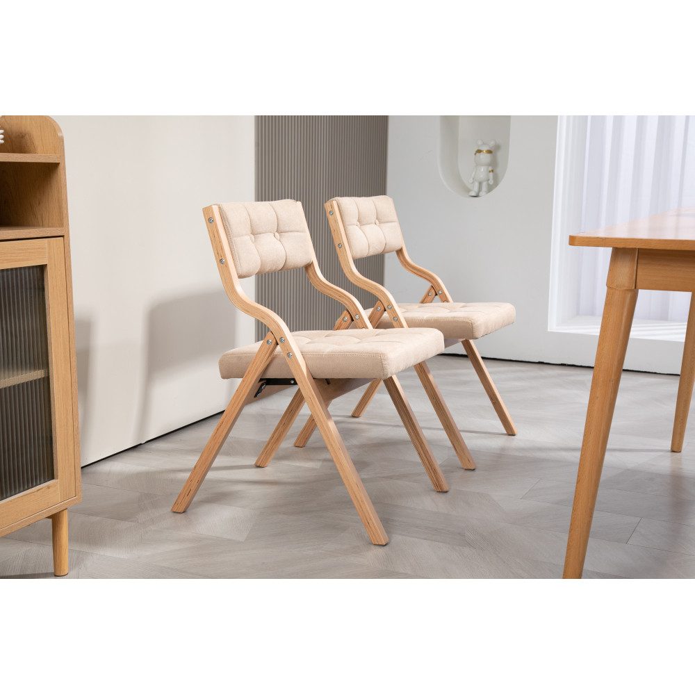 BBG Faltstuhl 2er-Set gepolsterte Klappstühle aus Holz (2 St), Esszimmerstühle mit Samtbezug und Rückenlehne,platzsparende Faltstühle