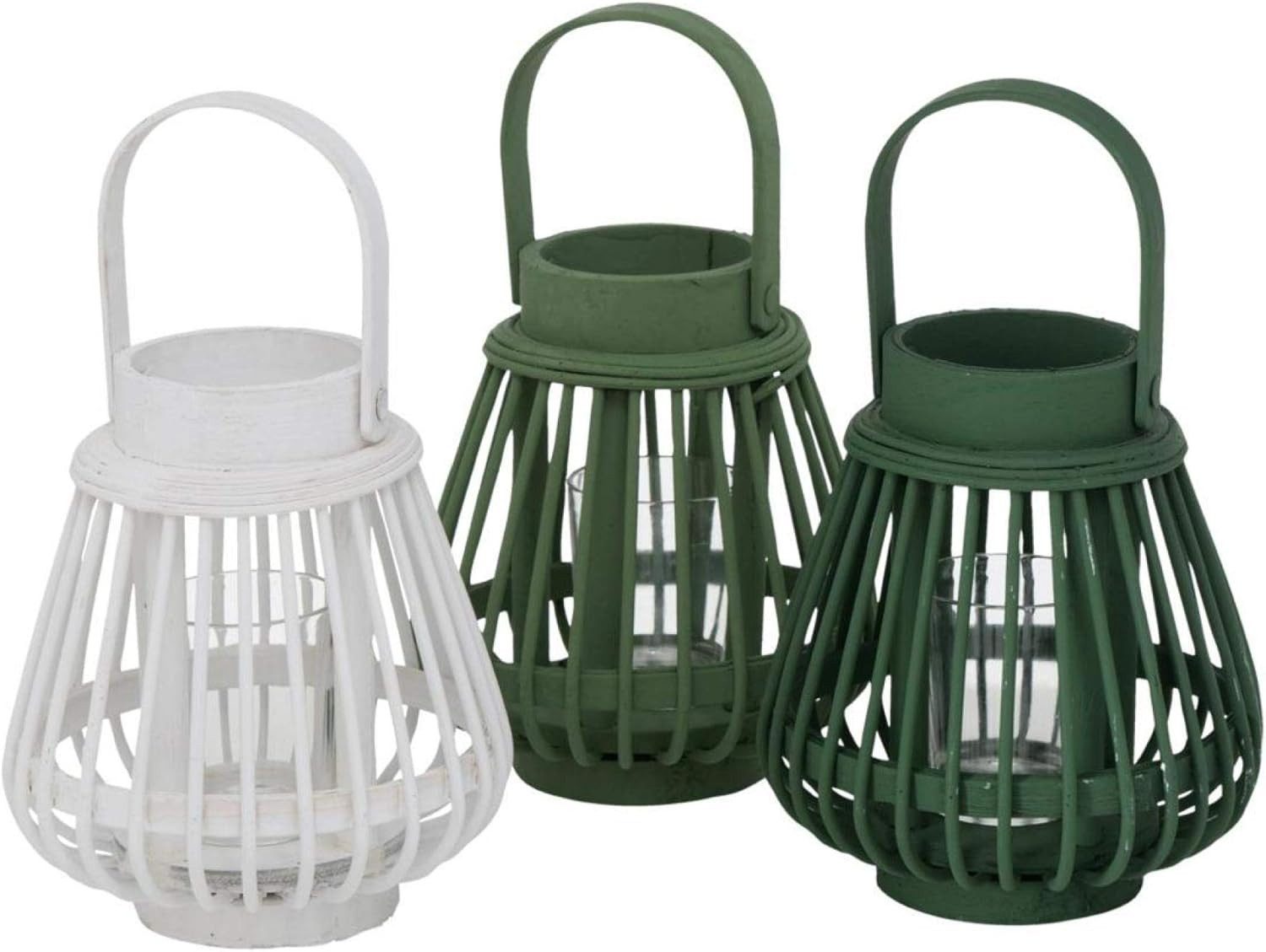 BOLTZE Teelichthalter Bambus Laternen 3er Set für Teelicht – natürlich & stimmungsvoll (3 St)