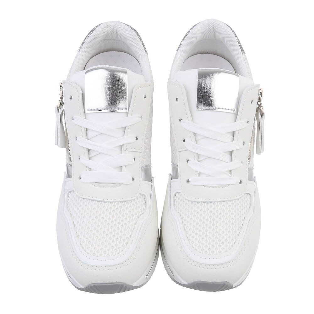 Ital-Design Modischer Sneaker mit Reißverschluss für Damen Sneaker (86344883) Keilabsatz/Wedge Sneakers Low in Weiß