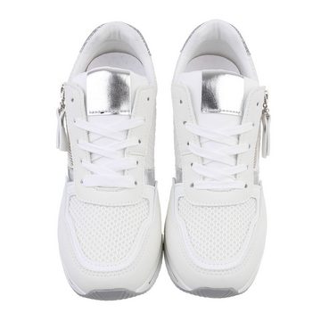 Ital-Design Damen Freizeit Sneaker (86344884) Keilabsatz/Wedge Sneakers Low in Weiß