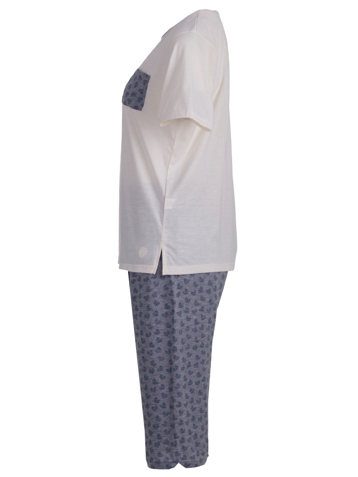 zeitlos Capri- Schlafanzug Set Pyjama off-white Herzen