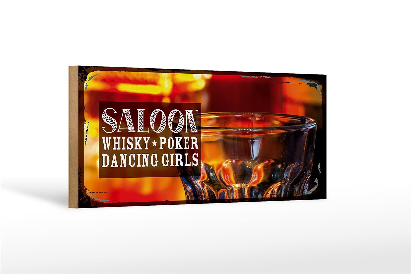 Femer GmbH Holzbild Spruch Saloon Whisky Poker Zigarre Girls 27x10cm, Essen Trinken Genuss (1 St), Glatte Holzfaserplatte (MDF), vorn beschichtet