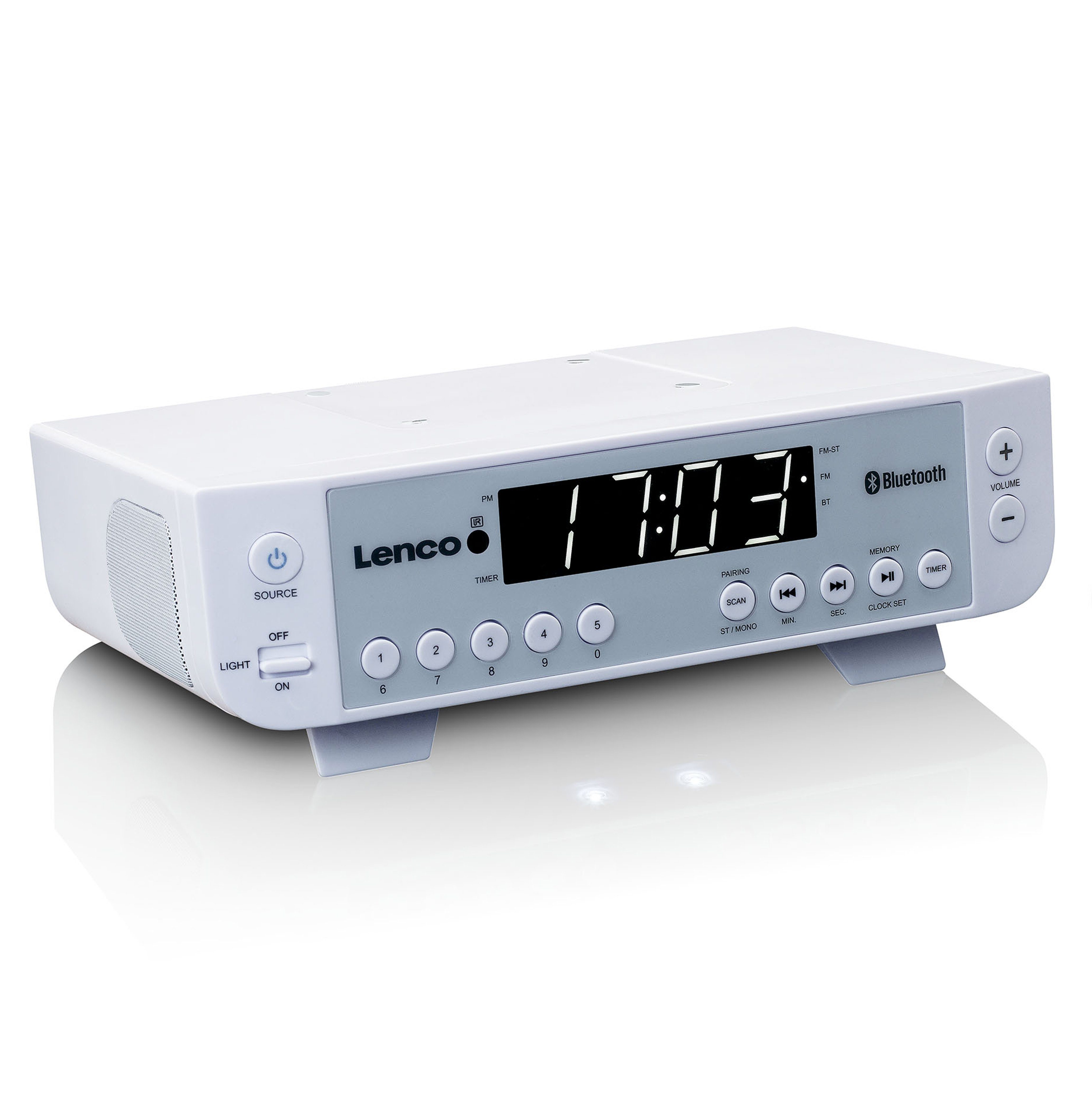 Lenco KCR-100WH UKW-Radio (FM, 2 W, Bluetooth mit 2x integ. Lautsprecher inkl. Fernbedienung & Montagesatz)