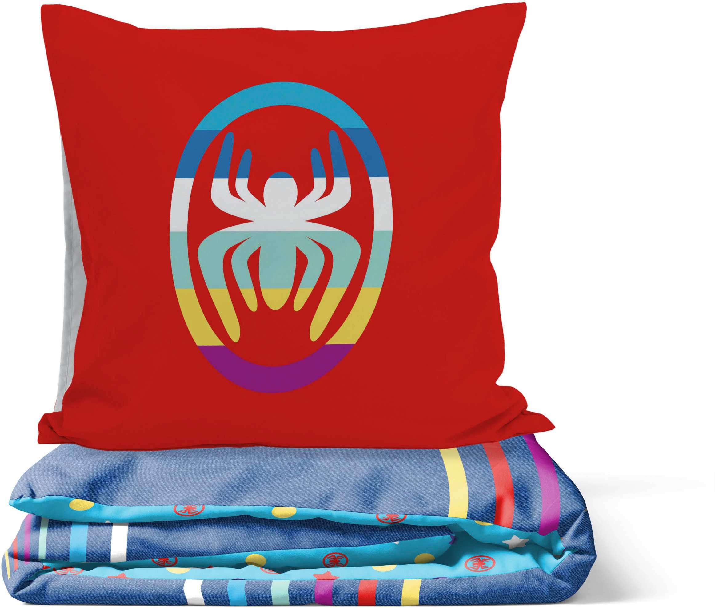 MARVEL Kinderbettwäsche Marvel Spidey Bettbezug-Set 135x200 cm + Kissenbezug 80x80 cm, Washed Cotton, 2 teilig, 100 % Baumwolle, maschinenwaschbar, wendbar