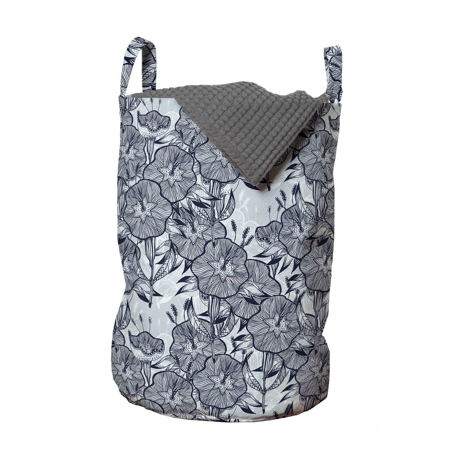 Abakuhaus Wäschesäckchen Wäschekorb mit Griffen Kordelzugverschluss für Waschsalons, Blumen Detaillierte Bindweed Blumen | Wäschesäcke