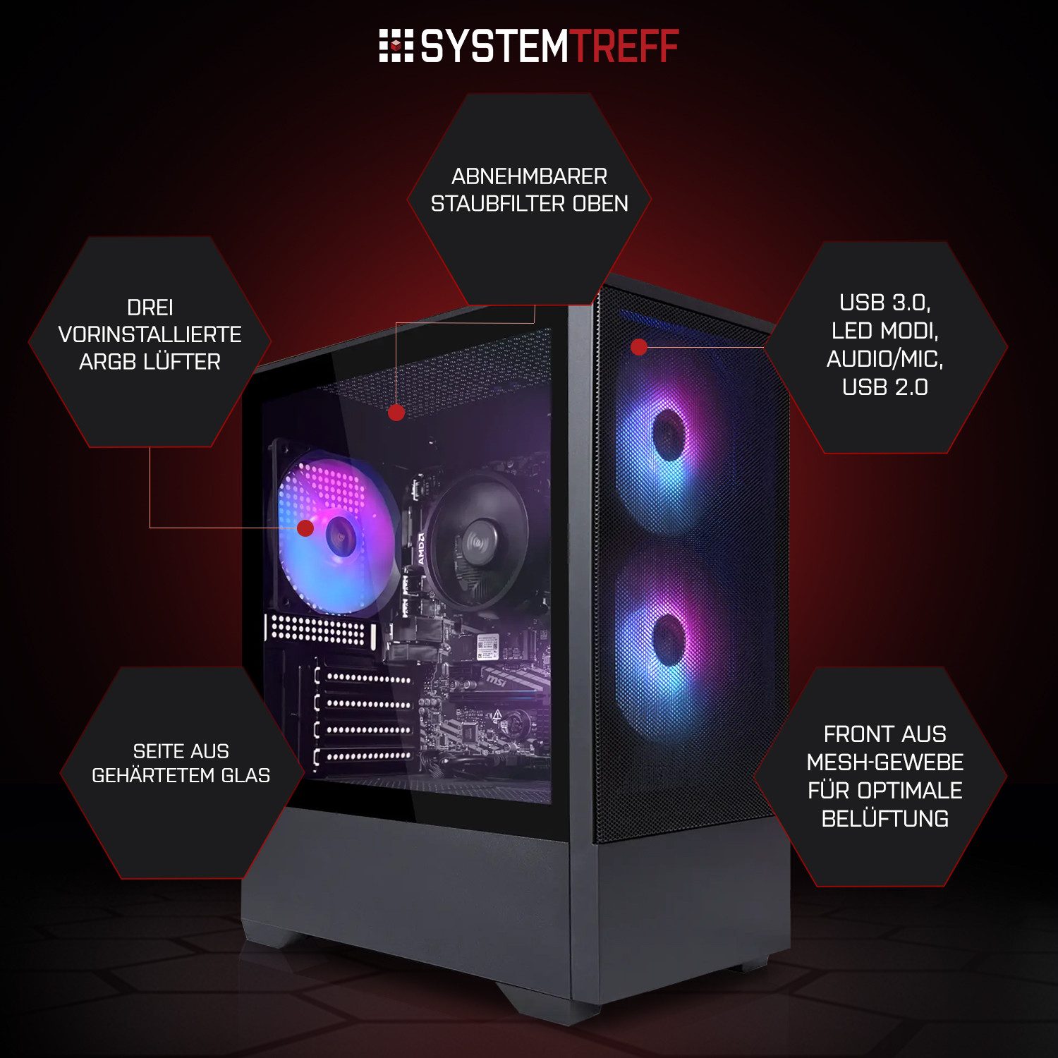 SYSTEMTREFF Basic Gaming-PC-Komplettsystem (27", AMD 5500GT 5500GT, RX Vega 7, 16 GB RAM, 512 GB SSD)