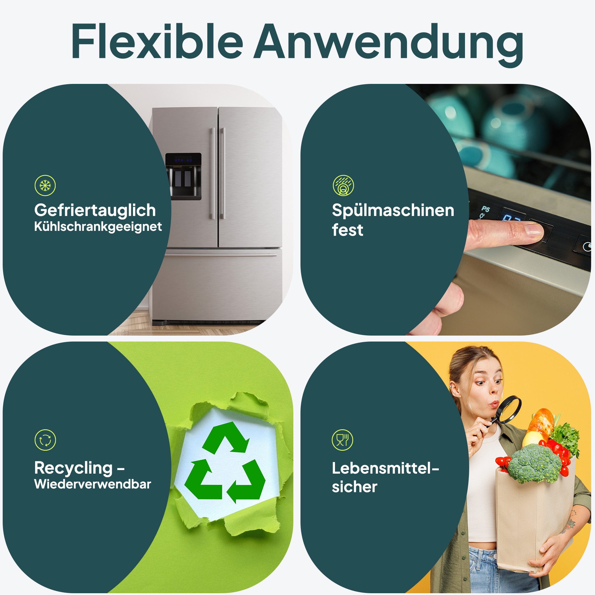 uandu home Frischhaltedose Frischhaltedosen mit Deckel, Mikrowellen Geschirr, BPA Frei Plastikbox, (Set, 3er Set), Vorratsdosen Luftdicht Set, Meal Prep Boxen – Bild 4 von 5