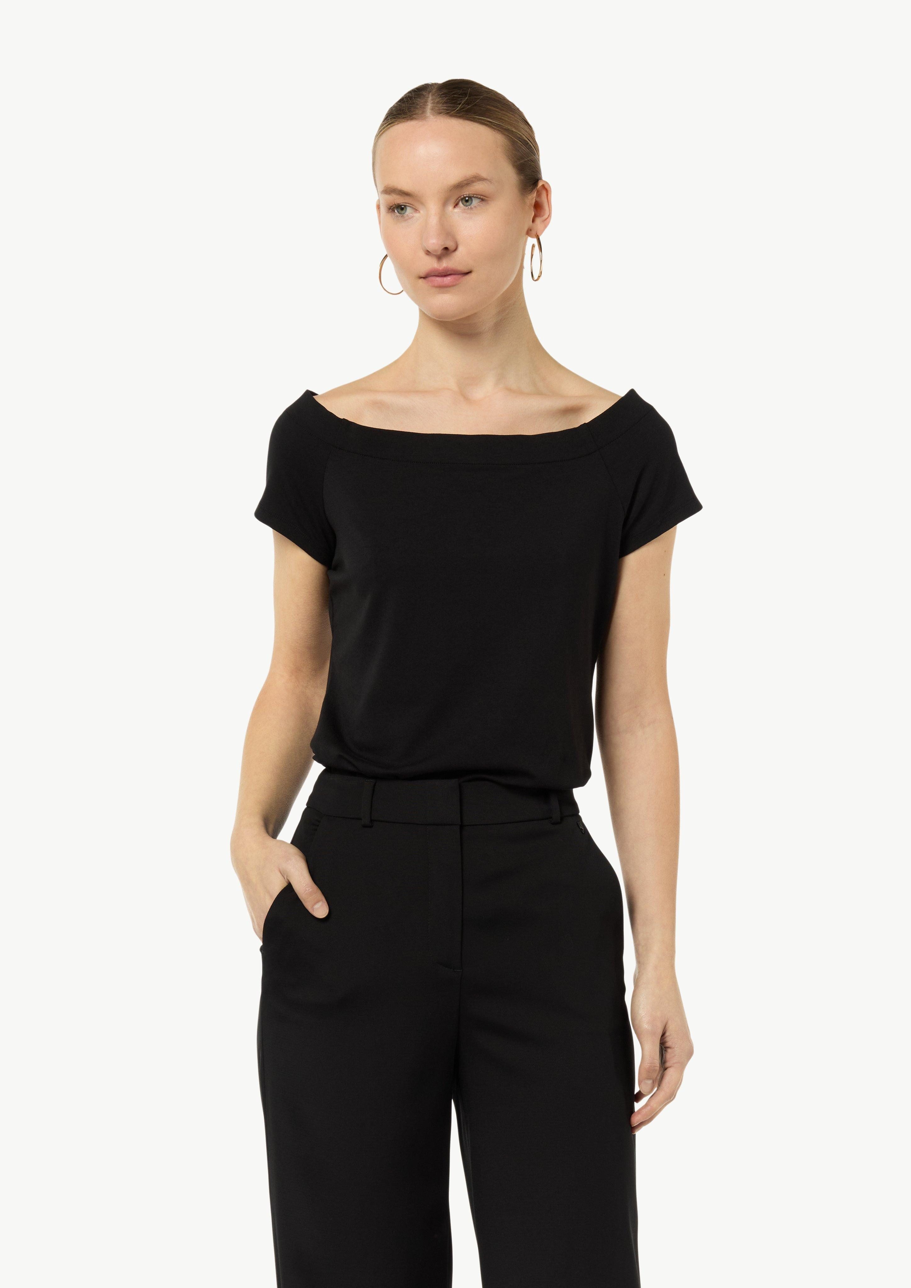 Comma Langarmbody Schulterfreies Shirt aus Baumwoll-Mix günstig online kaufen