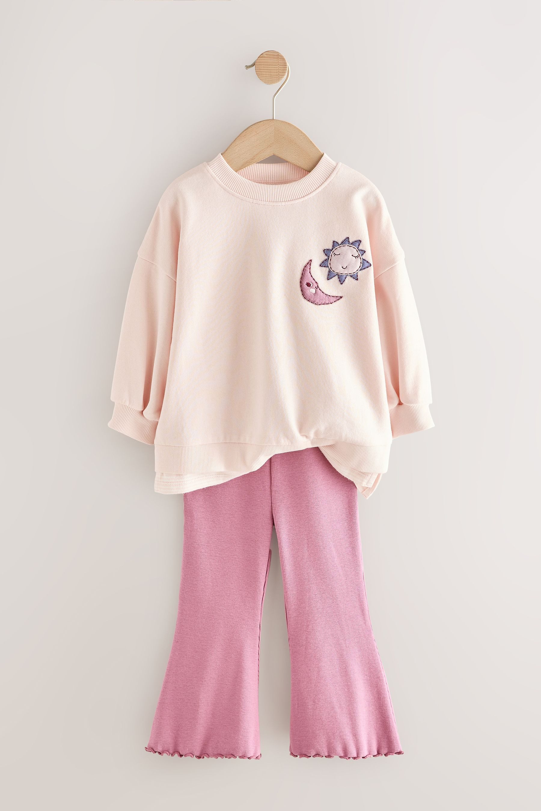 Next Langarmshirt & Leggings Langarmoberteil und Schlagleggings (2-tlg)