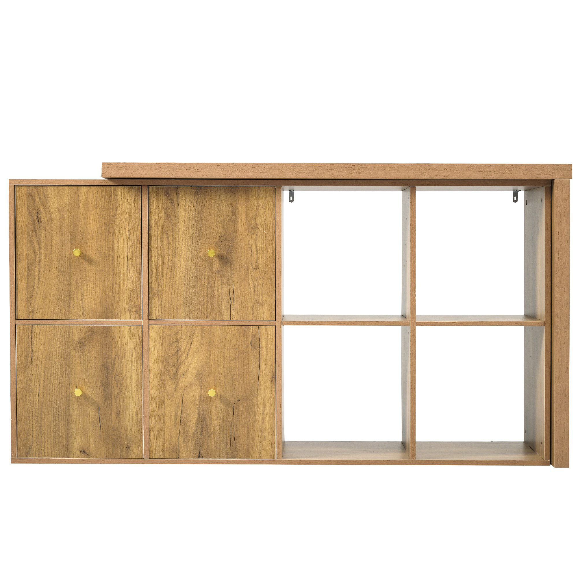 Flieks Schreibtisch 360° drehbar Bürotisch mit 4 Schubladen und 4 Fächern (Tischlänge 120xT48xH78 cm/Schranklänge 140xT35 cm, 2-St., 1 Tisch schwenkbar), Comput – Bild 4 von 5