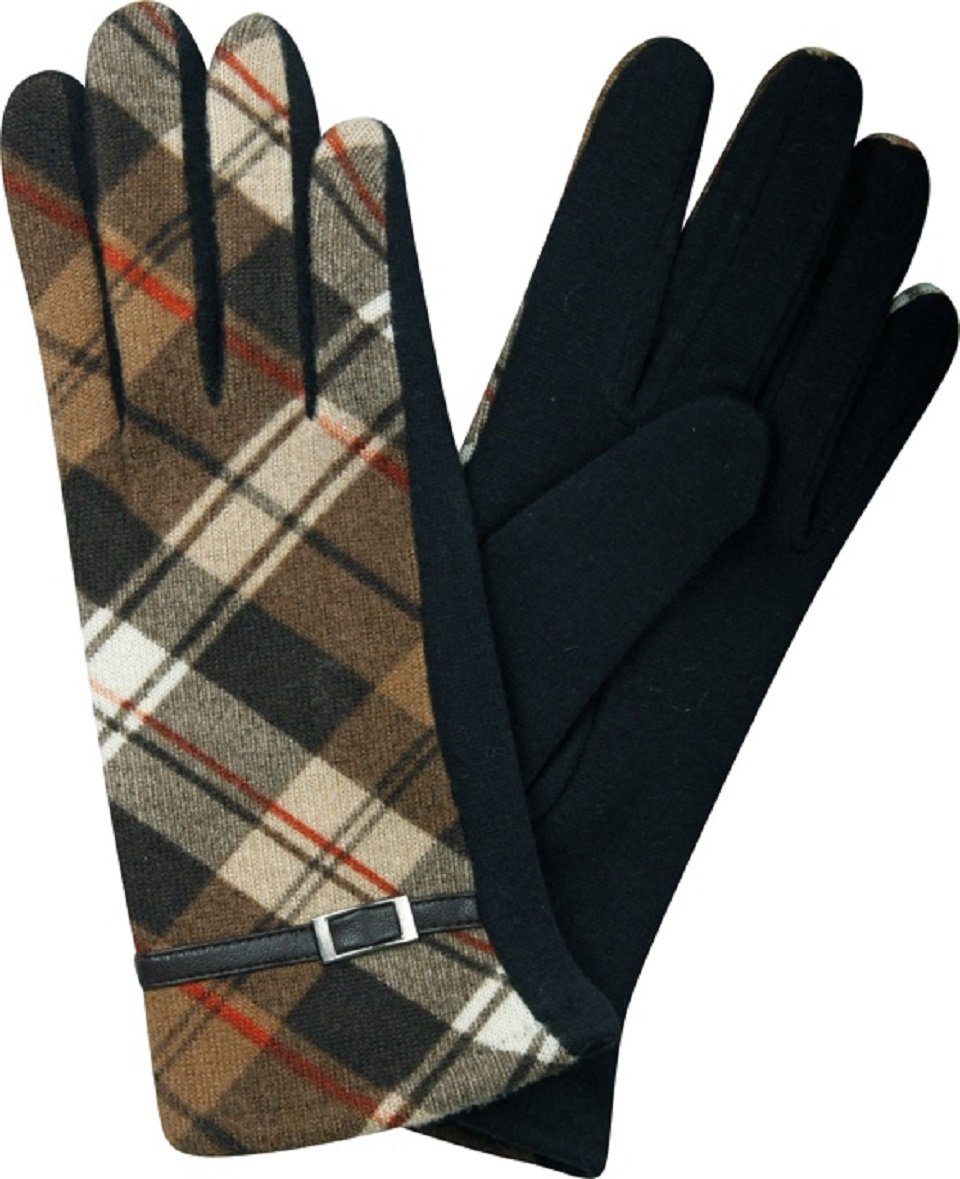Capelli New York Baumwollhandschuhe Stylische Jersey Handschuhe mit Karomuster