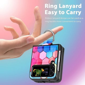 Wigento Handyhülle Für Samsung Galaxy Z Flip4 5G Design Kunststoff Handy Tasche Hülle Etuis Muster