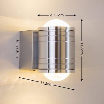 hofstein Spiegelleuchte »Arche« LED Wandlampe aus Metall u. Glas in Aluminiumgebürstet, 3000 Kelvin, Wandspot mit Ein-/Ausschalter, 480 Lumen, IP44
