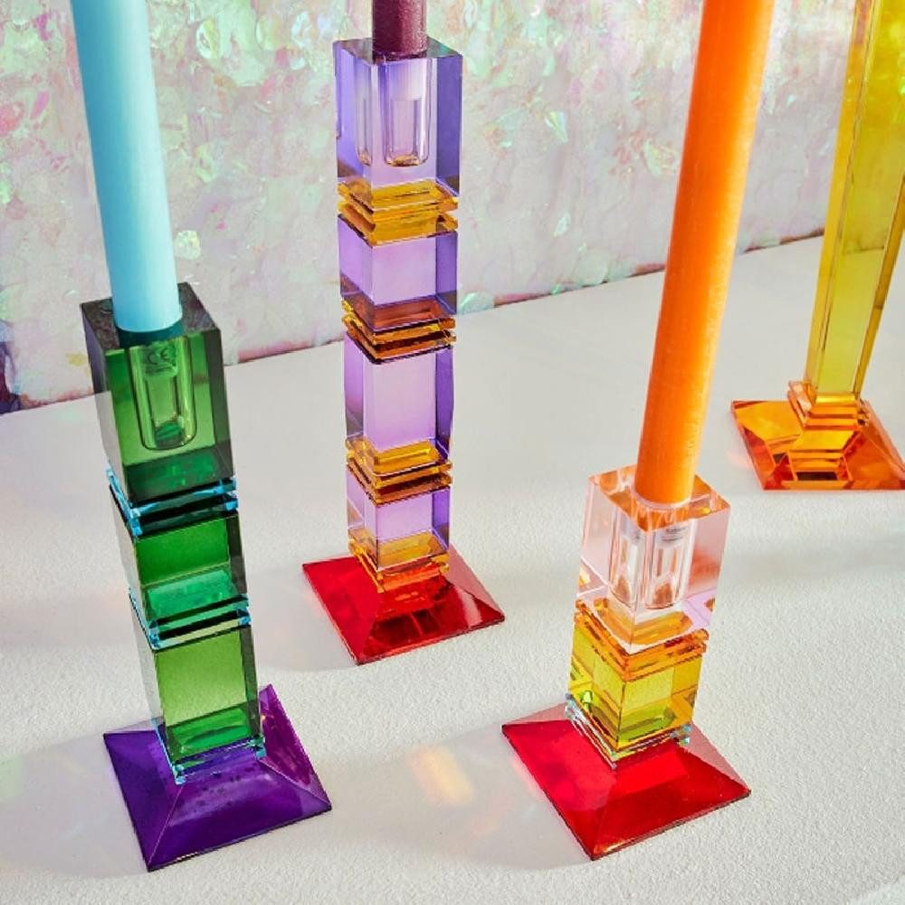 Werner Voß Kerzenhalter Kerzenleuchter Fancy Crystal Lila Grün (18cm)