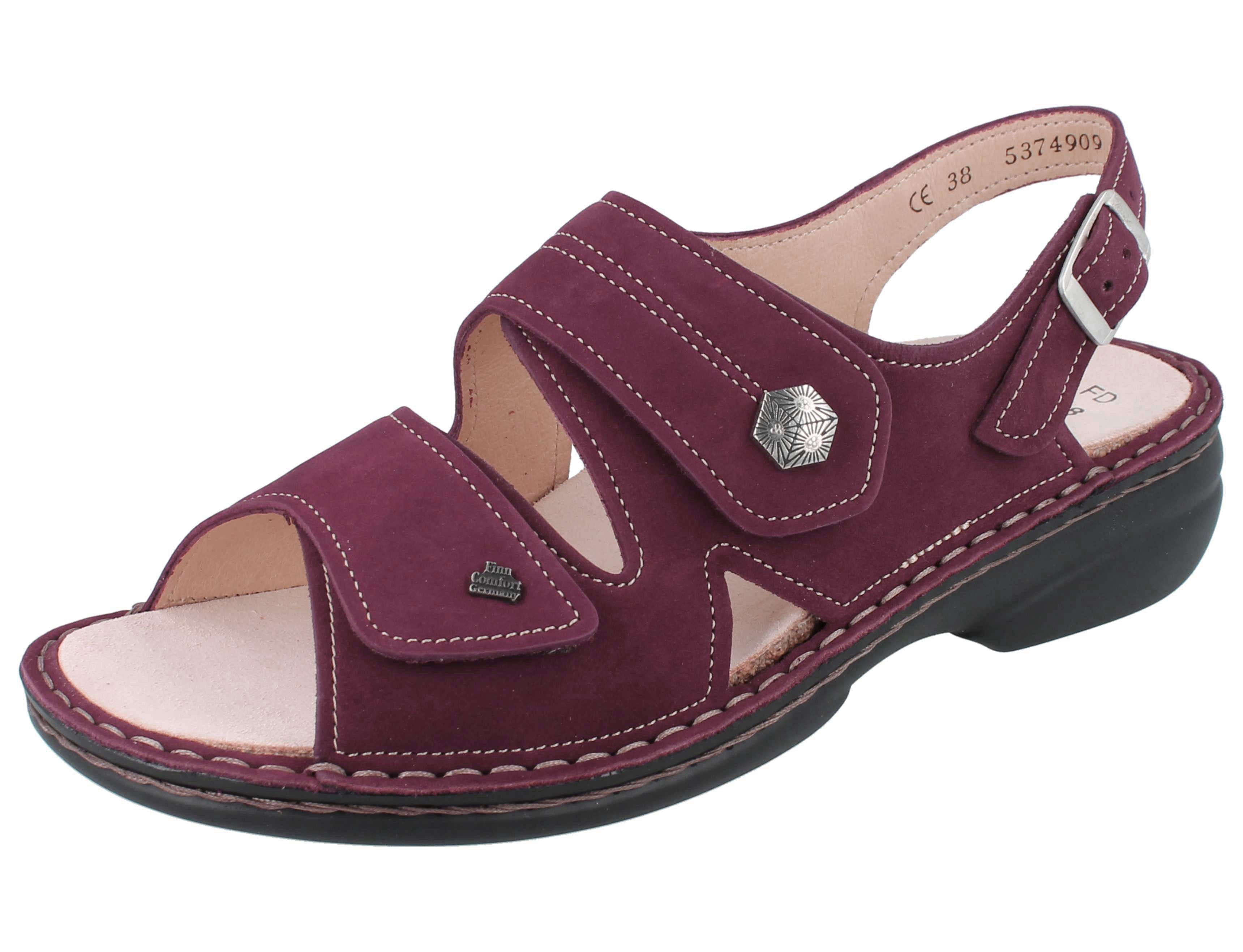Finn Comfort FINN COMFORT Milos Damen Sandale beerenfarben Nubukleder - Größe: 37 Sandale Wechselfußbett