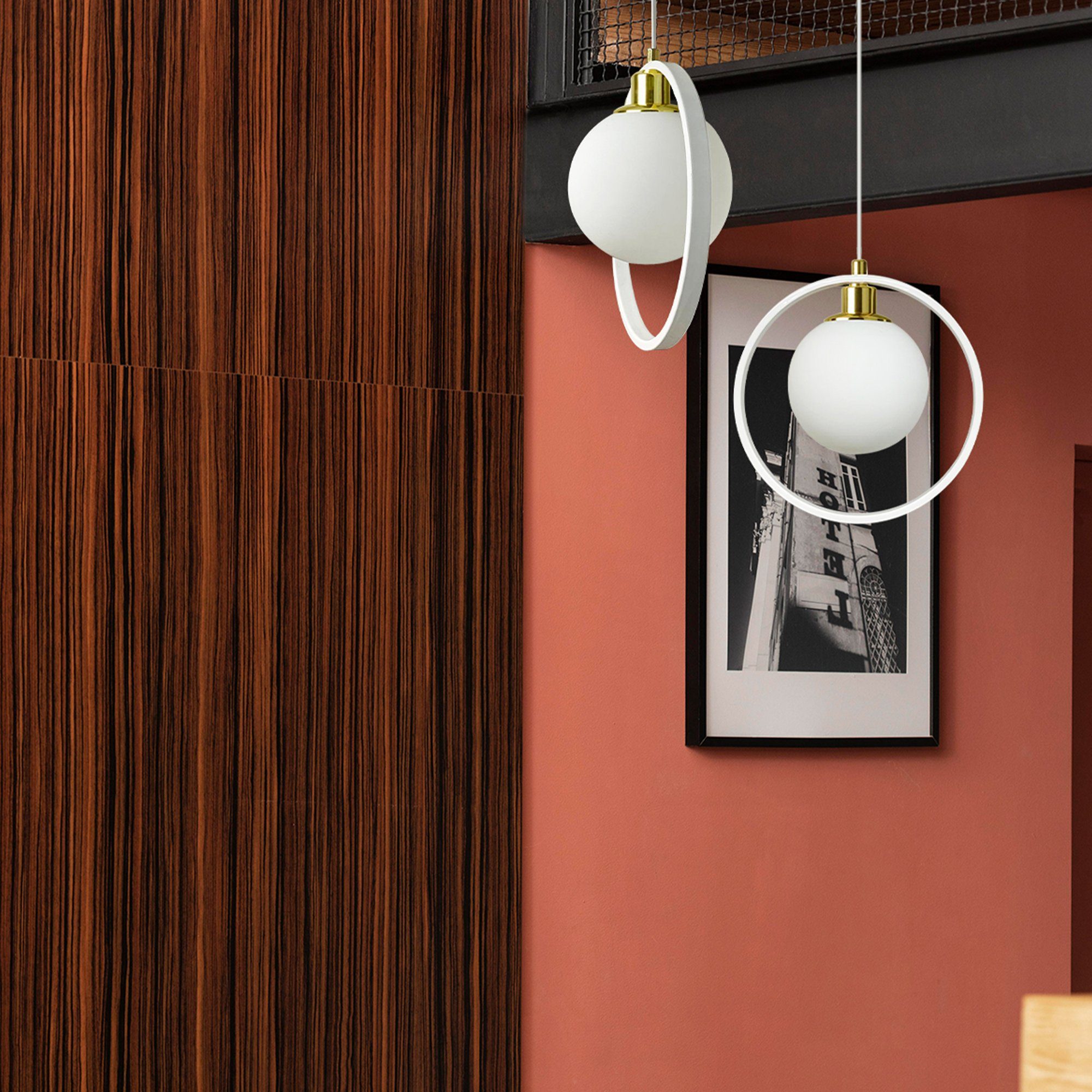 Bamyum Pendelleuchte Newrey Hängelampe Weiß Glas Modern Pendelleuchte Metall Kronleuchter, ohne Leuchtmittel