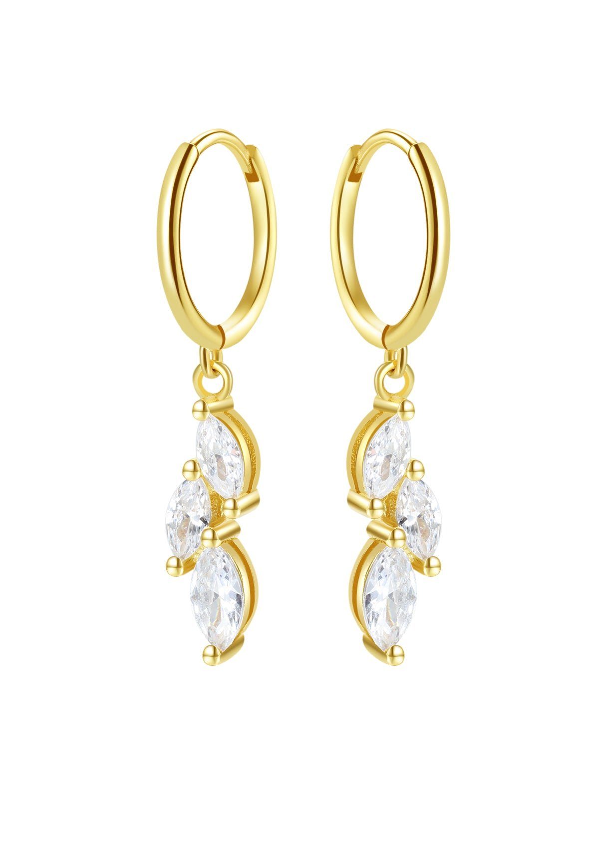 Hey Happiness Paar Ohrhänger Tropfen Kristalle, Damen Silber Ohrringe, Silber 925 Creolen Zirkonia Anhänger, Brautschmuck