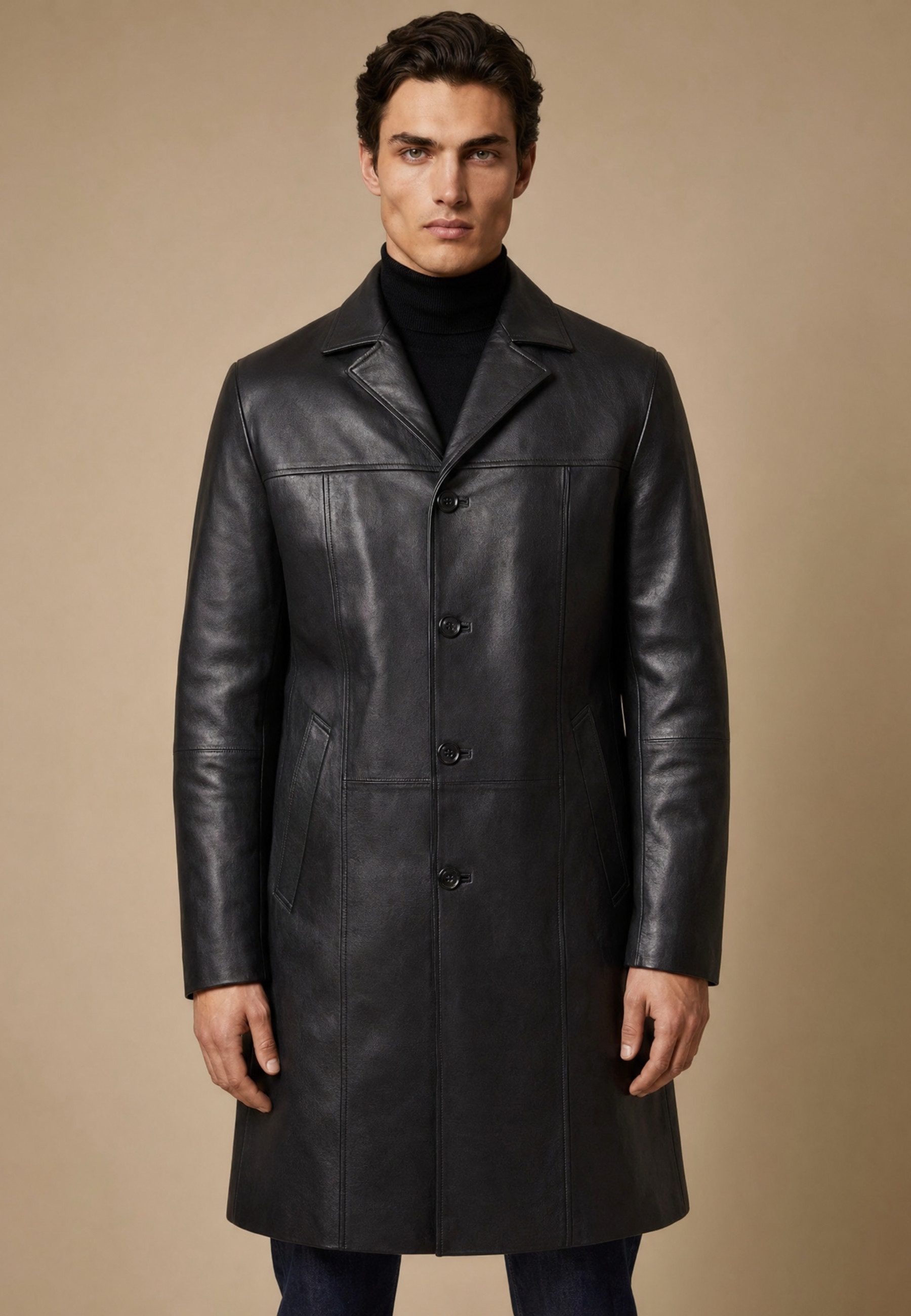 RICANO Ledermantel Safari Ledermantel aus Lamm-Nappa-Leder mit Reverskragen