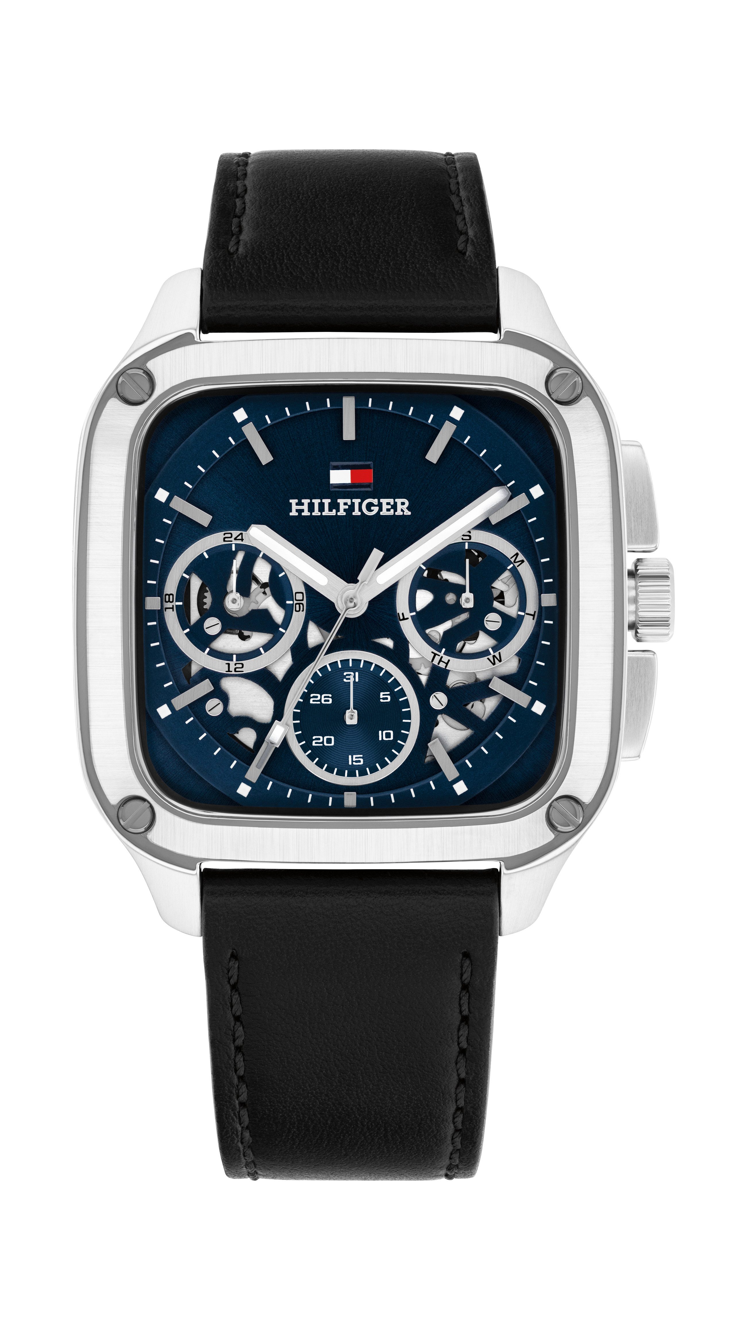 Tommy Hilfiger Multifunktionsuhr Herald Skeleton 1710756, Quarzuhr, Armbanduhr, Herrenuhr, Lederarmband, analog