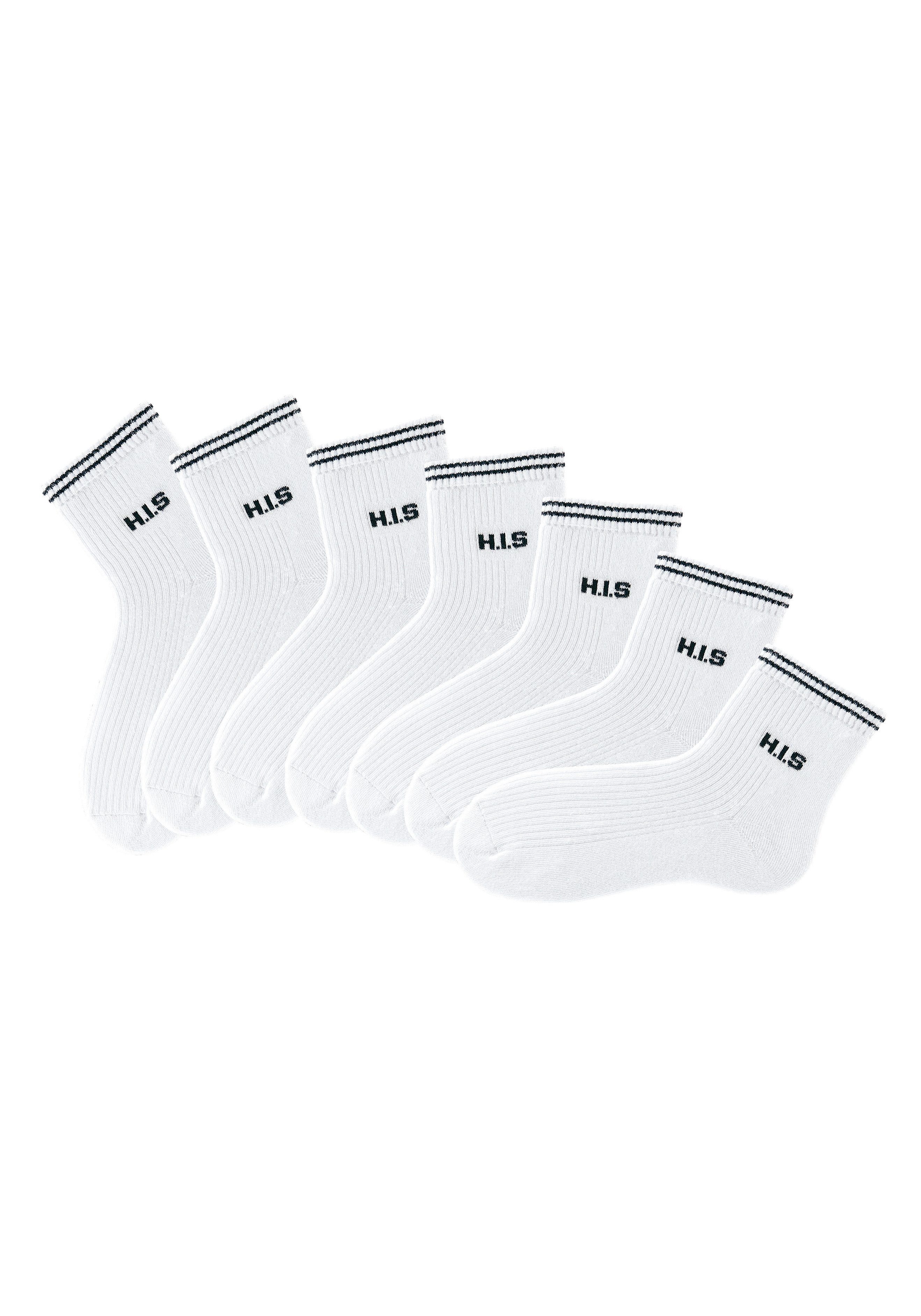 H.I.S Kurzsocken Damen Vollfrottee Socken mit Rippstruktur (Packung, 7-Paar) atmungsaktive Baumwolle