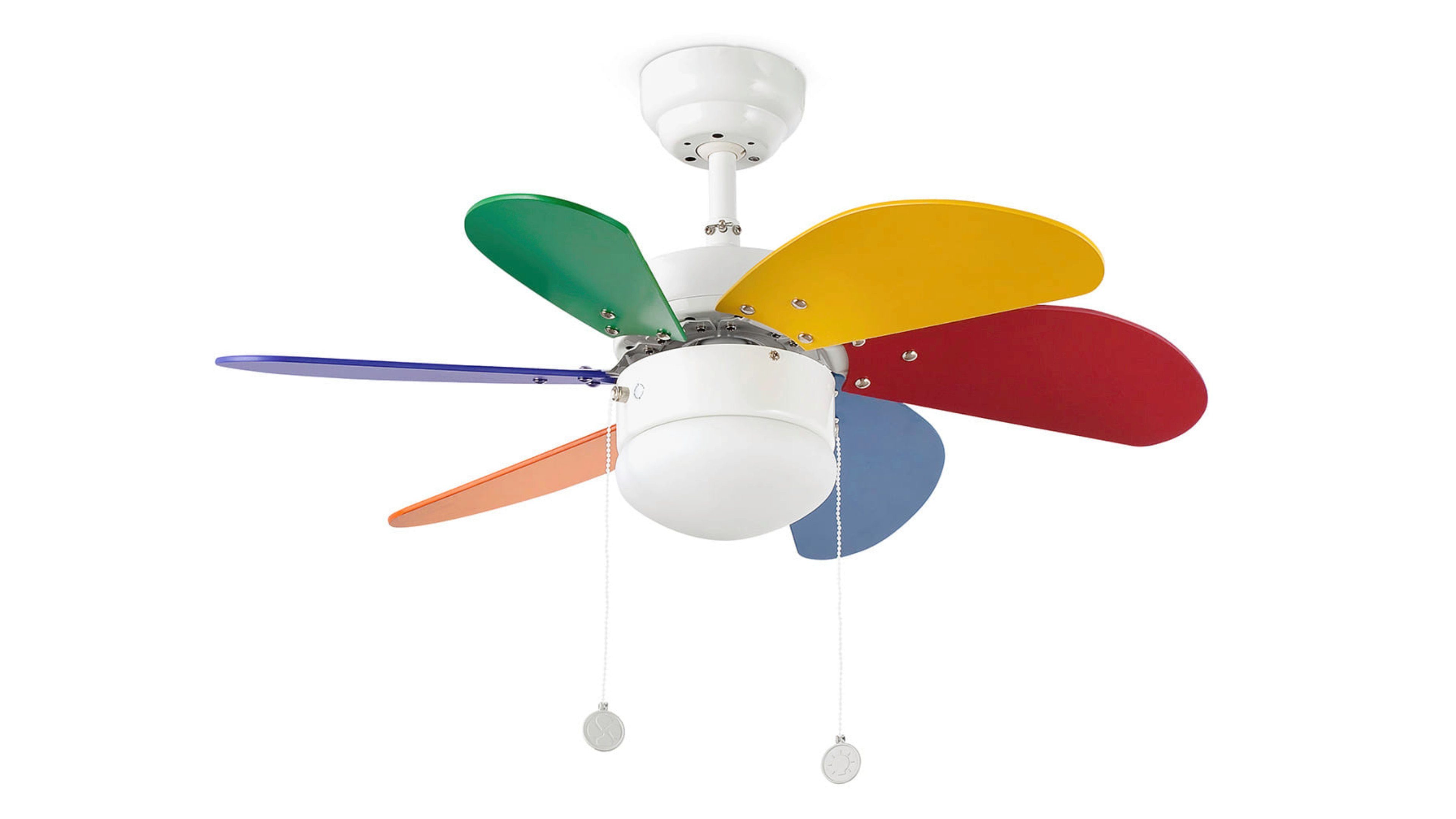 FARO Barcelona Deckenventilator Deckenventilator Palao Bunt 81 cm mit Licht, Mit Zugschnur