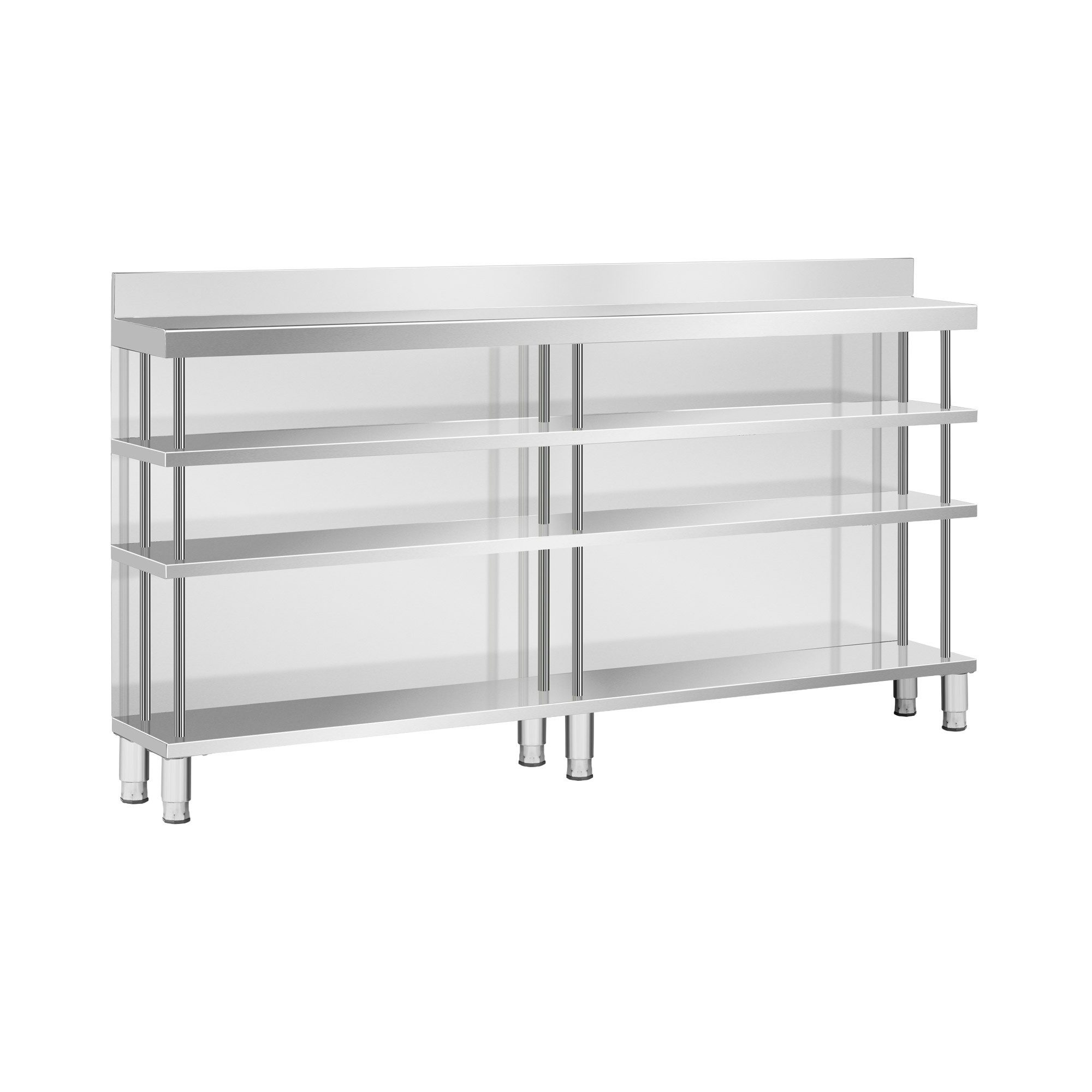 Royal Catering Arbeitstisch Edelstahl Bar-Arbeitstisch 200x30 cm mit Rückwand & Aufkantung 400 kg