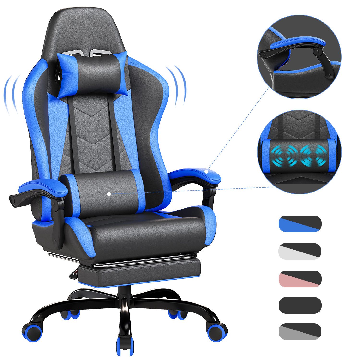 HOMALL Gaming-Stuhl Massage Gaming Stuhl mit Fußstütze 90-135° Rückenlehne günstig online kaufen