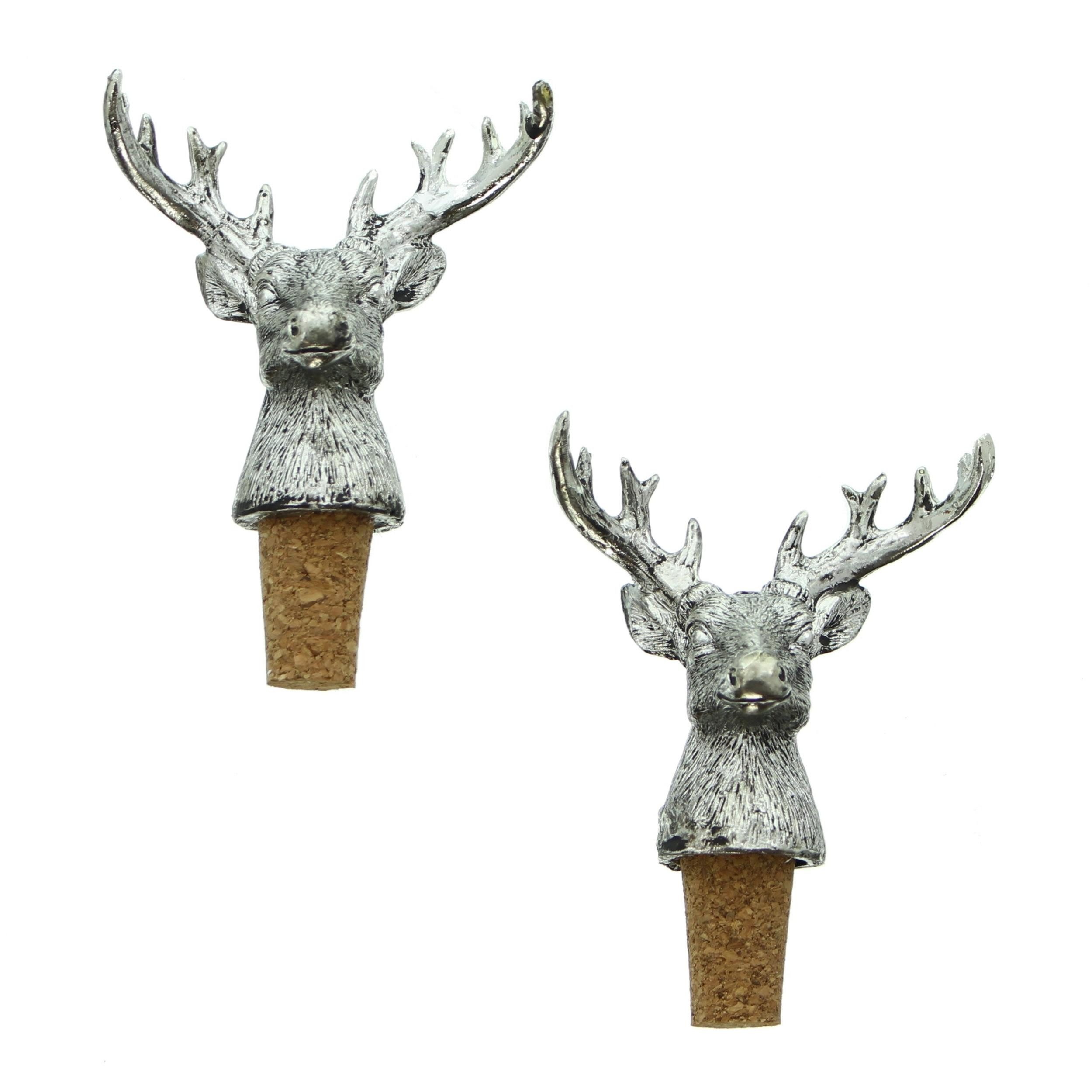 Dekoobjekt 2x Flaschenkorken Hirsch" in silber, Dekokorken"