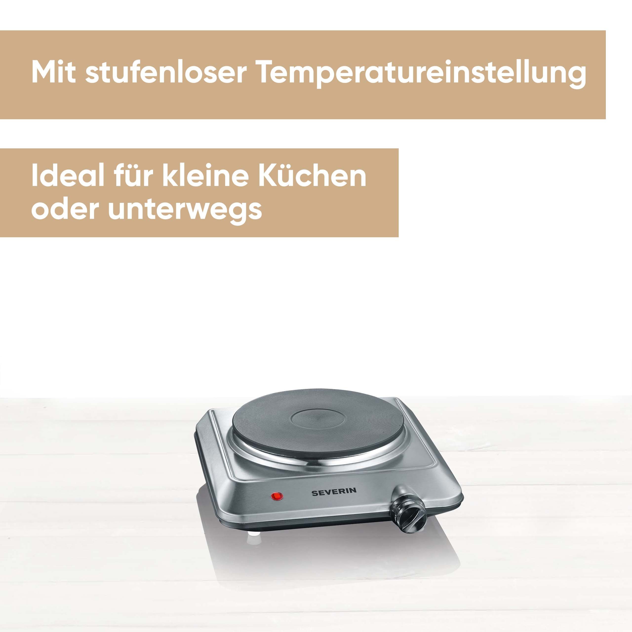Severin Einzelkochplatte KP 1092, platzsparend, Kontrollleuchte, Edelstahl, Drehregler