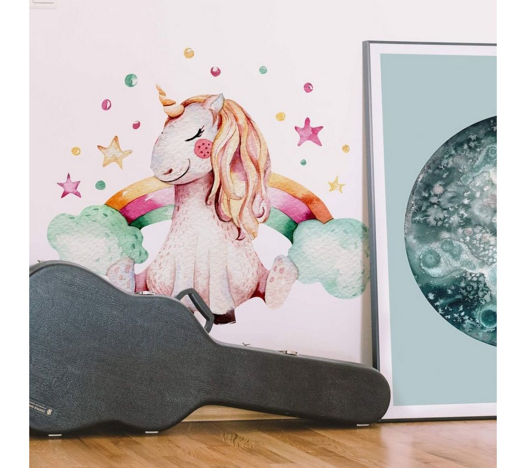 Wall-Art Wandtattoo »Einhorn sitzt vor Regenbogen« (1 Stück)-kaufen