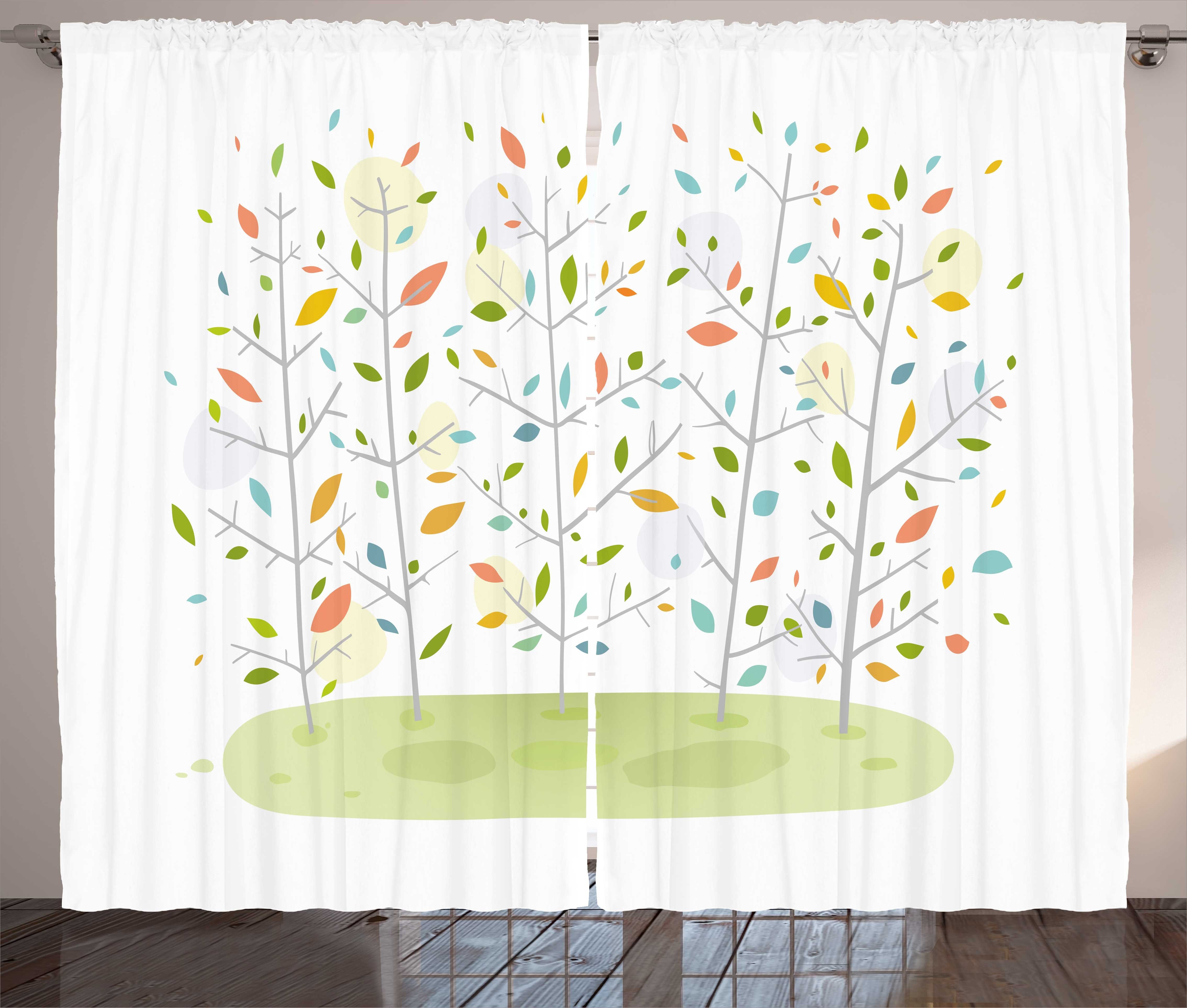 Gardine Schlafzimmer Kräuselband Vorhang mit Schlaufen und Haken, Abakuhaus, Wald Baby-Baum-Garten-Yard-Frühling