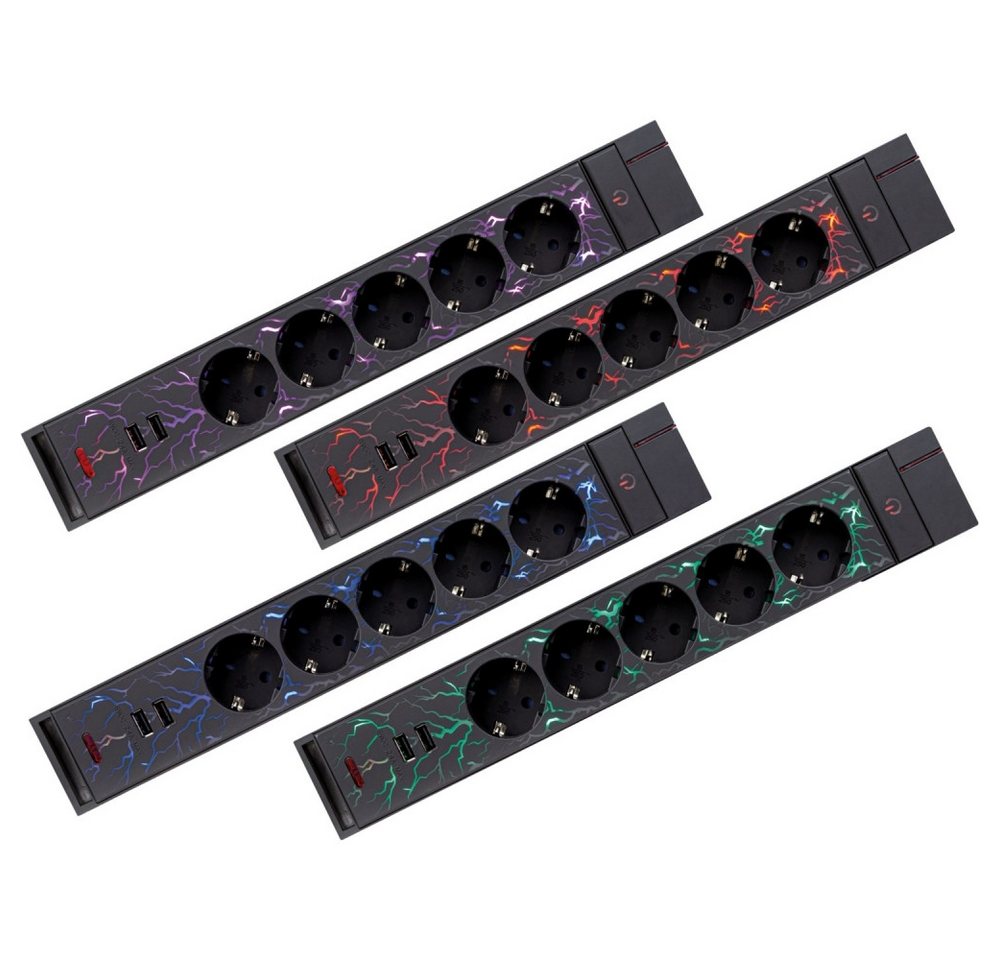 Thumbnail - REV Ritter GmbH Steckdose REV Ritter GmbH 5-fach Gamer Steckdosenleiste mit USB, Gamer Steckdosenleiste mit 5 Steckdosen...