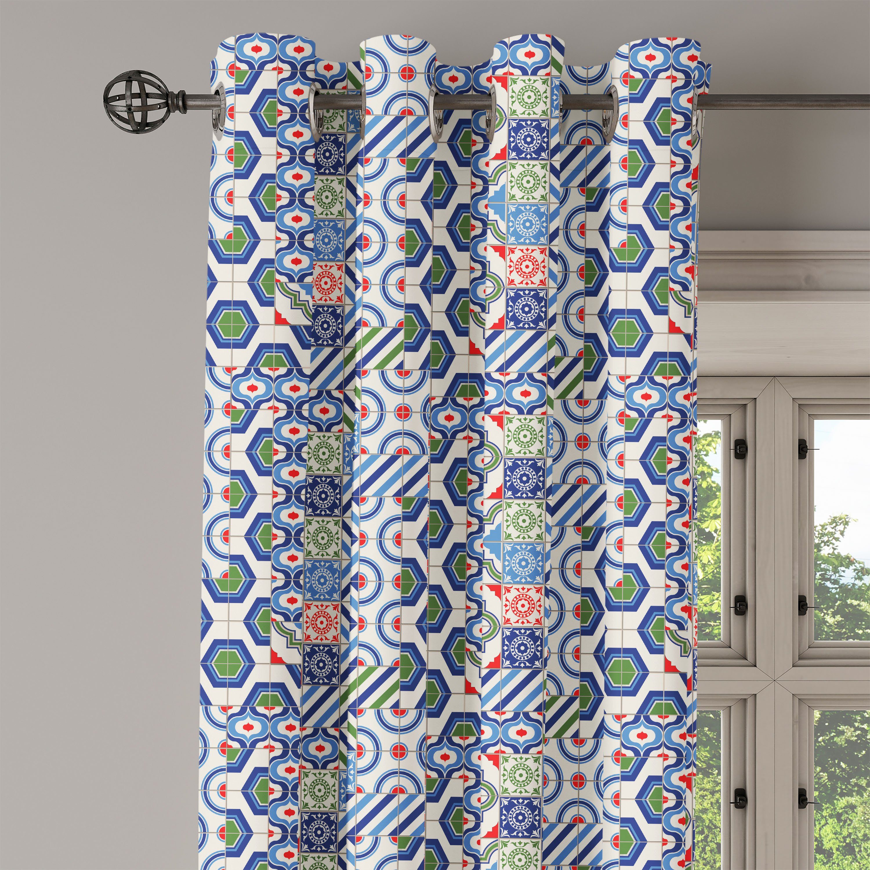 2-Panel-Fenstervorhänge Gardine Wohnzimmer, der für Motive Design Abakuhaus, Schlafzimmer Dekorative marokkanischen Jahrgang