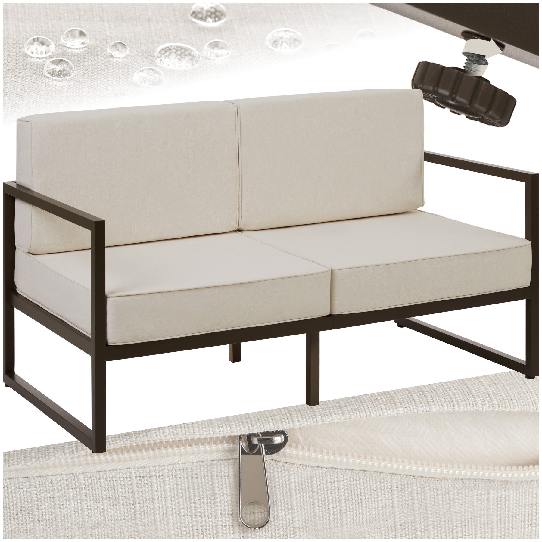 tectake Essgruppe Garten-Loungesofa, (Set., 1-tlg), Pulverbeschichtetes günstig online kaufen