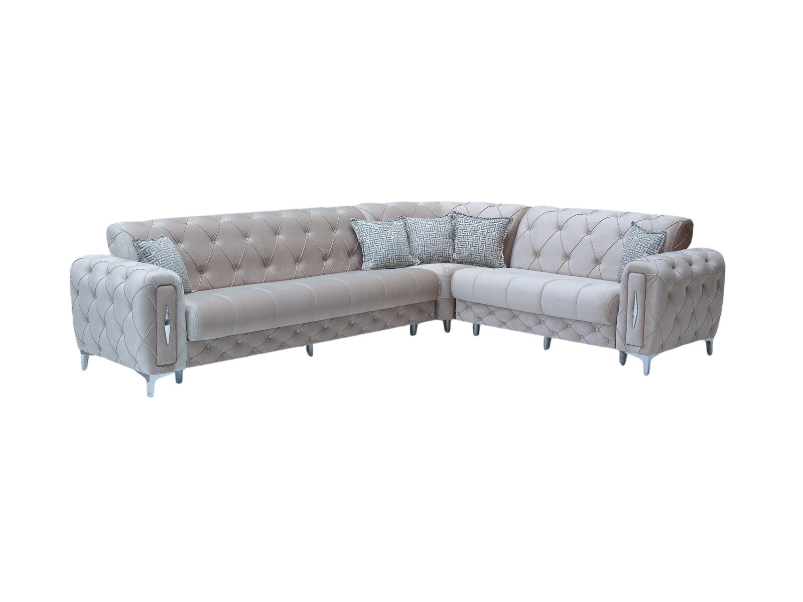 Villa Möbel Ecksofa Patna Beige, 1 Teile, mit Stauraum