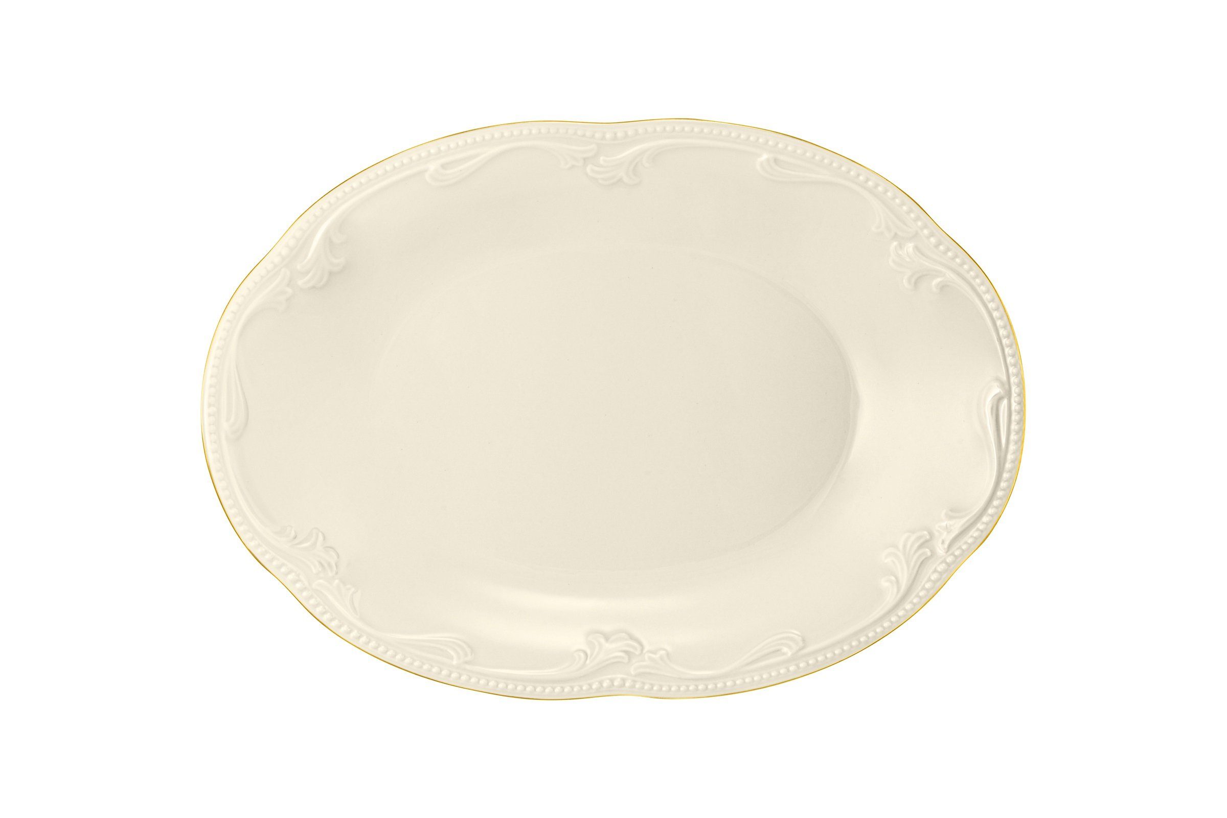 Seltmann Weiden Servierplatte Seltmann Weiden Rubin cream Goldrand Servierplatte oval 23,5x16,5cm, Porzellan, (Packung)