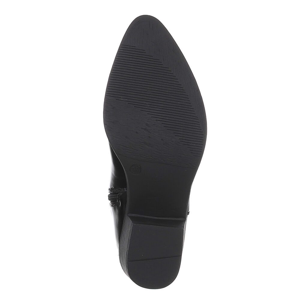 Ital-Design Damen Kniehohe Western-Stiefel mit Stickerei und Blockabsatz Westernstiefel (89938081) Blockabsatz Stiefel in Schwarz