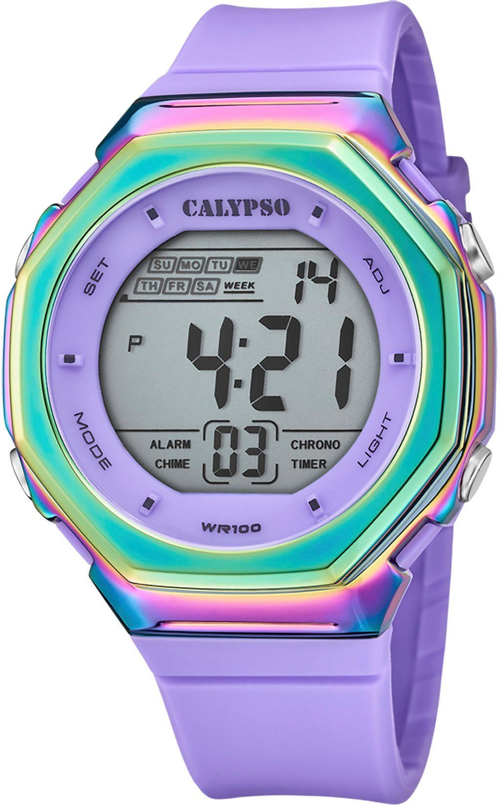 CALYPSO WATCHES Chronograph Color Splash, K5842/2, Armbanduhr, Quarzuhr, Damenuhr, Herrenuhr, digital, Stoppfunktion