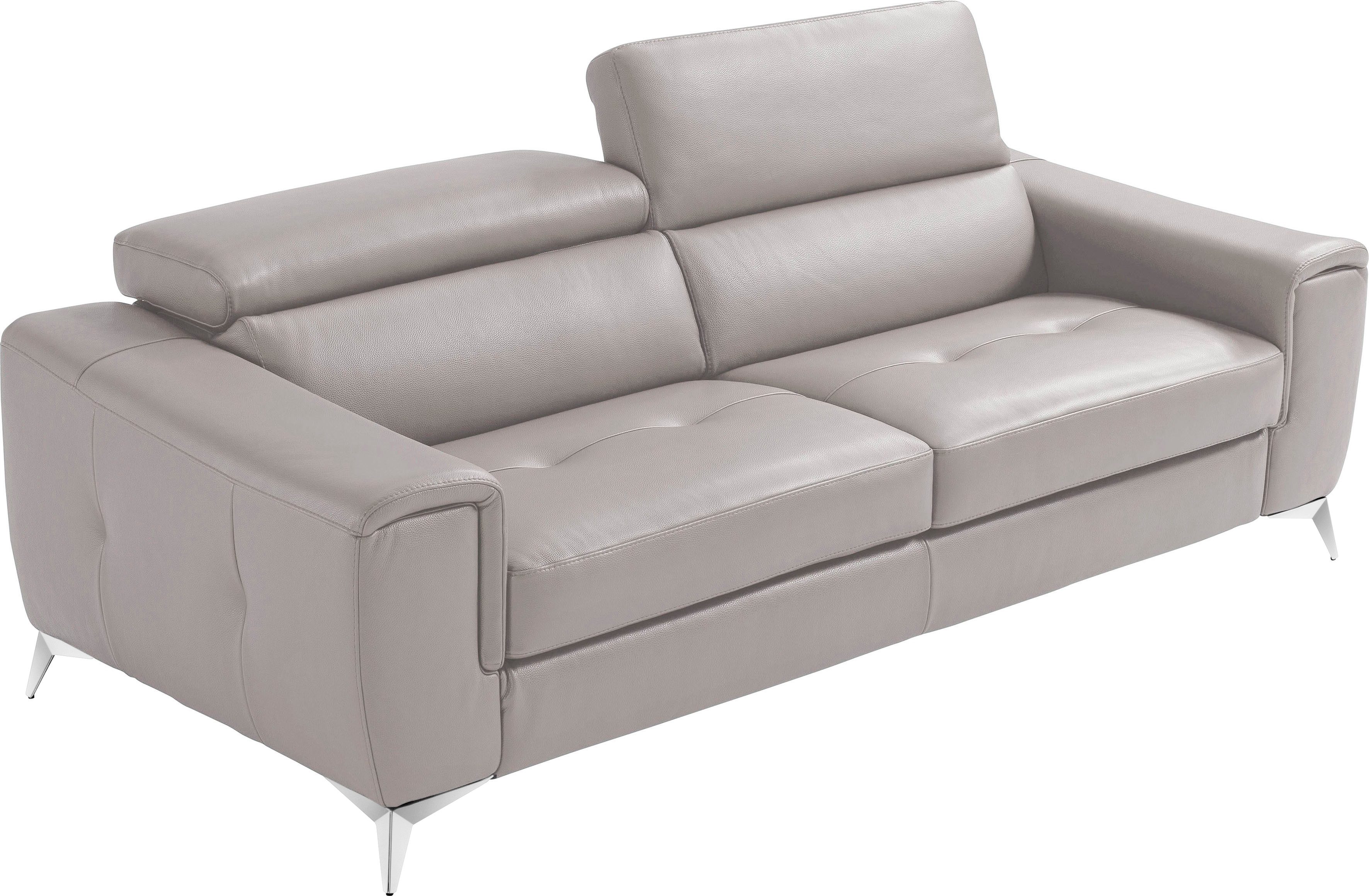 Egoitaliano Schlafsofa Francine Designsofa, Loungesofa mit Dauerschlaffunktion, Breite 233 cm, mit Bettfunktion, Leder BULL, stone, Fußfarbe chrom