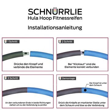 SCHNÜRRLIE Hula-Hoop-Reifen Fitnessreifen 97cm (Größe einstellbar), 8 abnehmbare Elemente