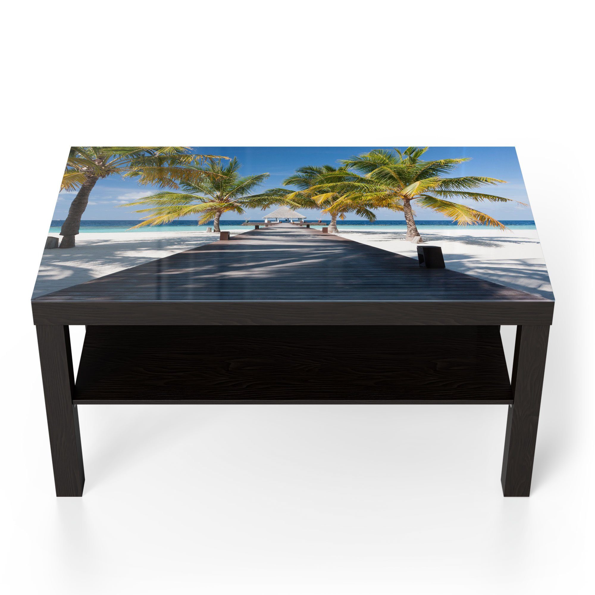 DEQORI Couchtisch 'Tropischer Strandaufgang', Glas Beistelltisch Glastisch modern Schwarz