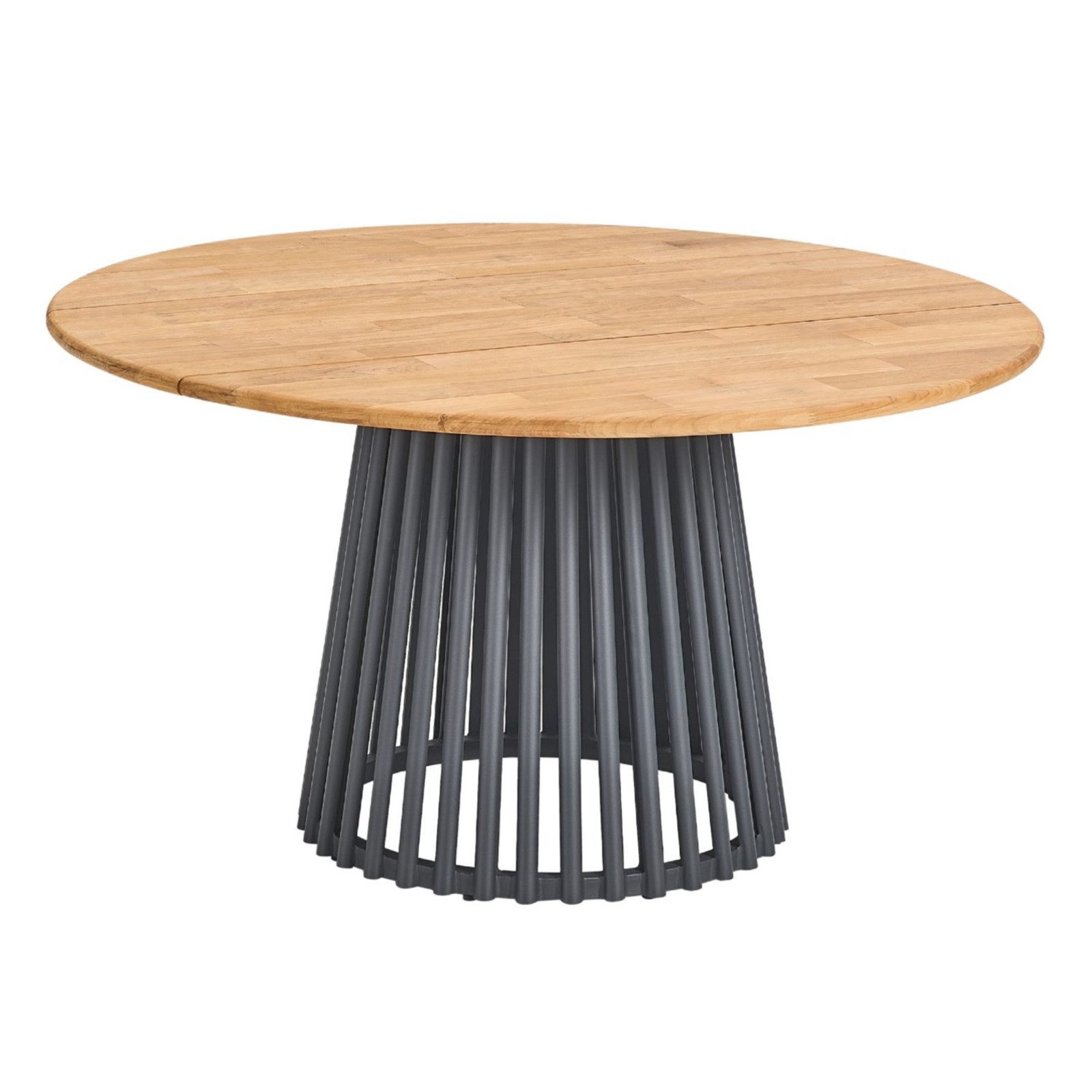 CASA DOMA Gartentisch Loreto (Gestellfarbe anthrazit, Gestell aus Aluminium), Ø 140 cm, Tischplatte aus Teakholz mit Schweizer Kante