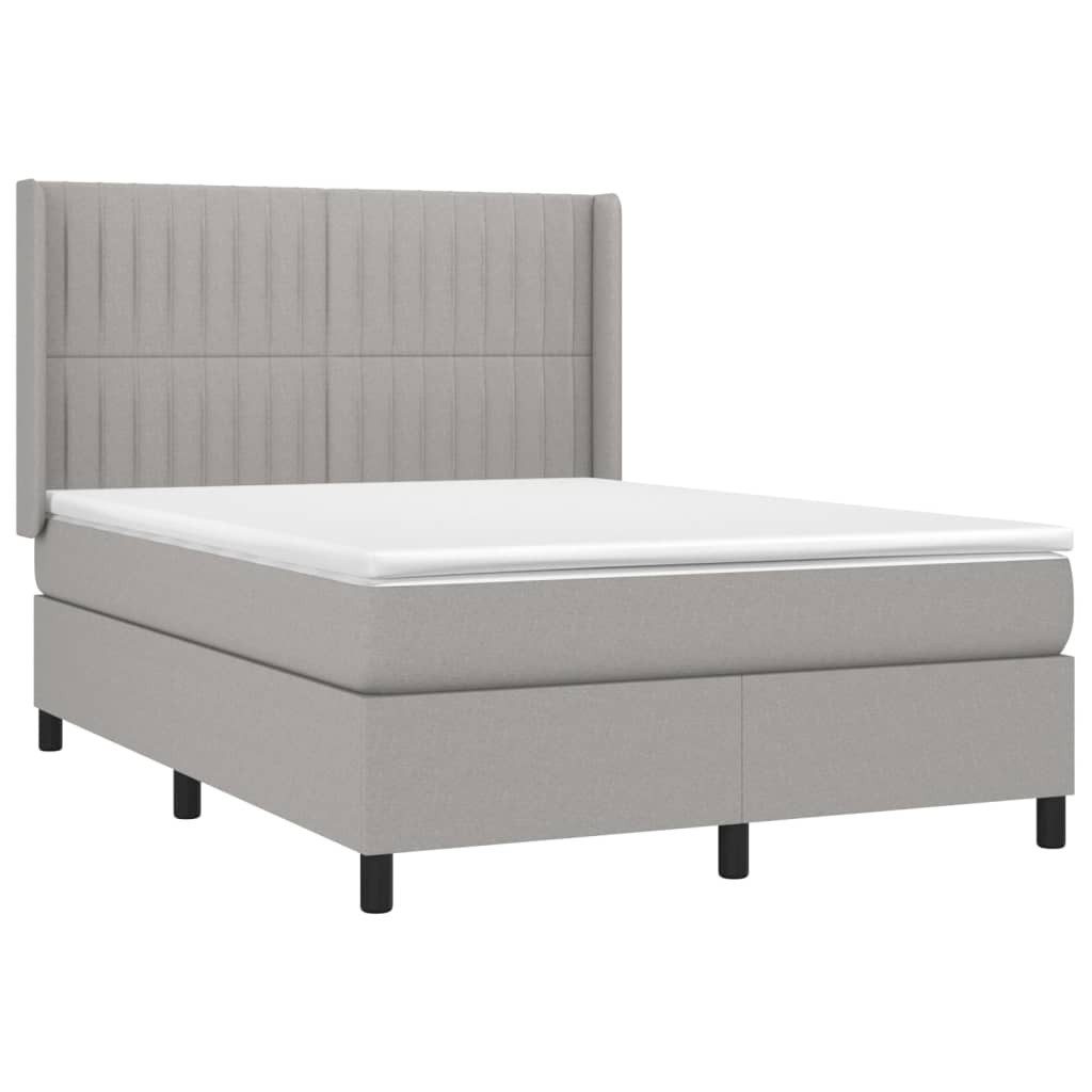 Bett Boxspringbett mit Matratze Hellgrau 140x200 cm Stoff