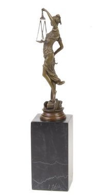 Linoows Dekoobjekt Bronzefigur, Bronze Skulptur Göttin Justitia 32 cm, Skulptur Justizia Göttin der Gerechtigkeit